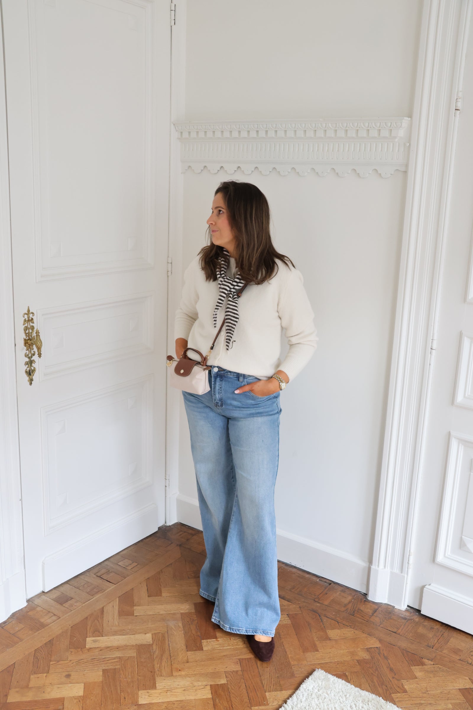 Maren ecru knit with scarf