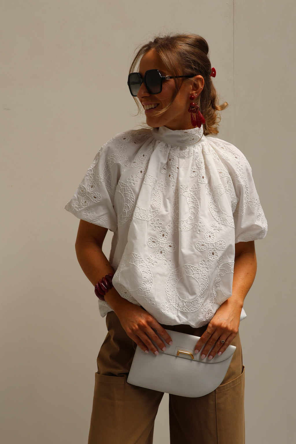 Cécile broderie blouse wit