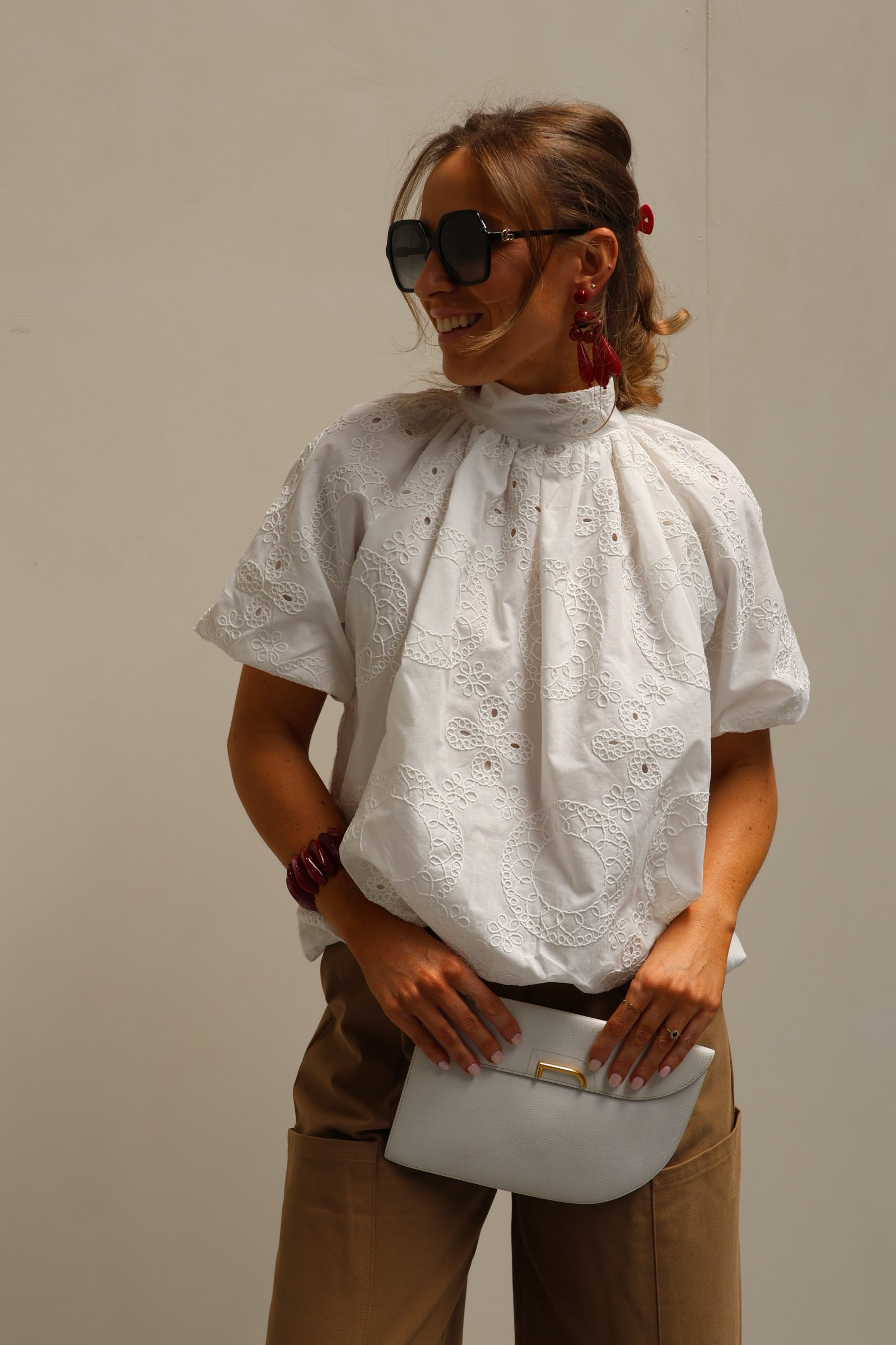 Cécile broderie blouse wit