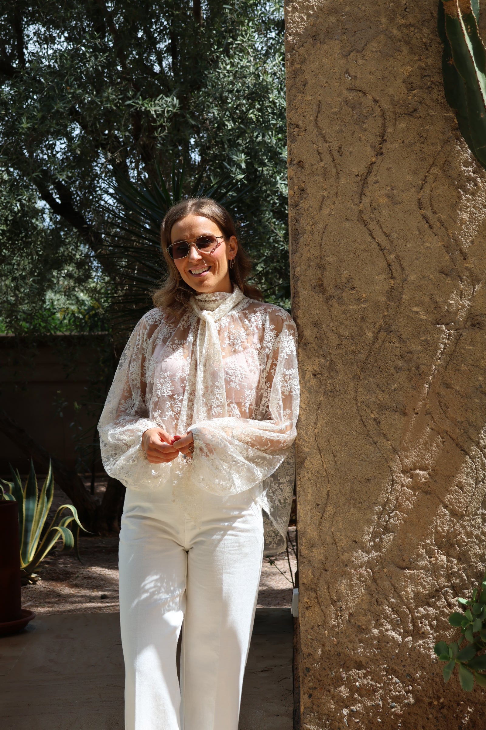 Rune kanten blouse crème