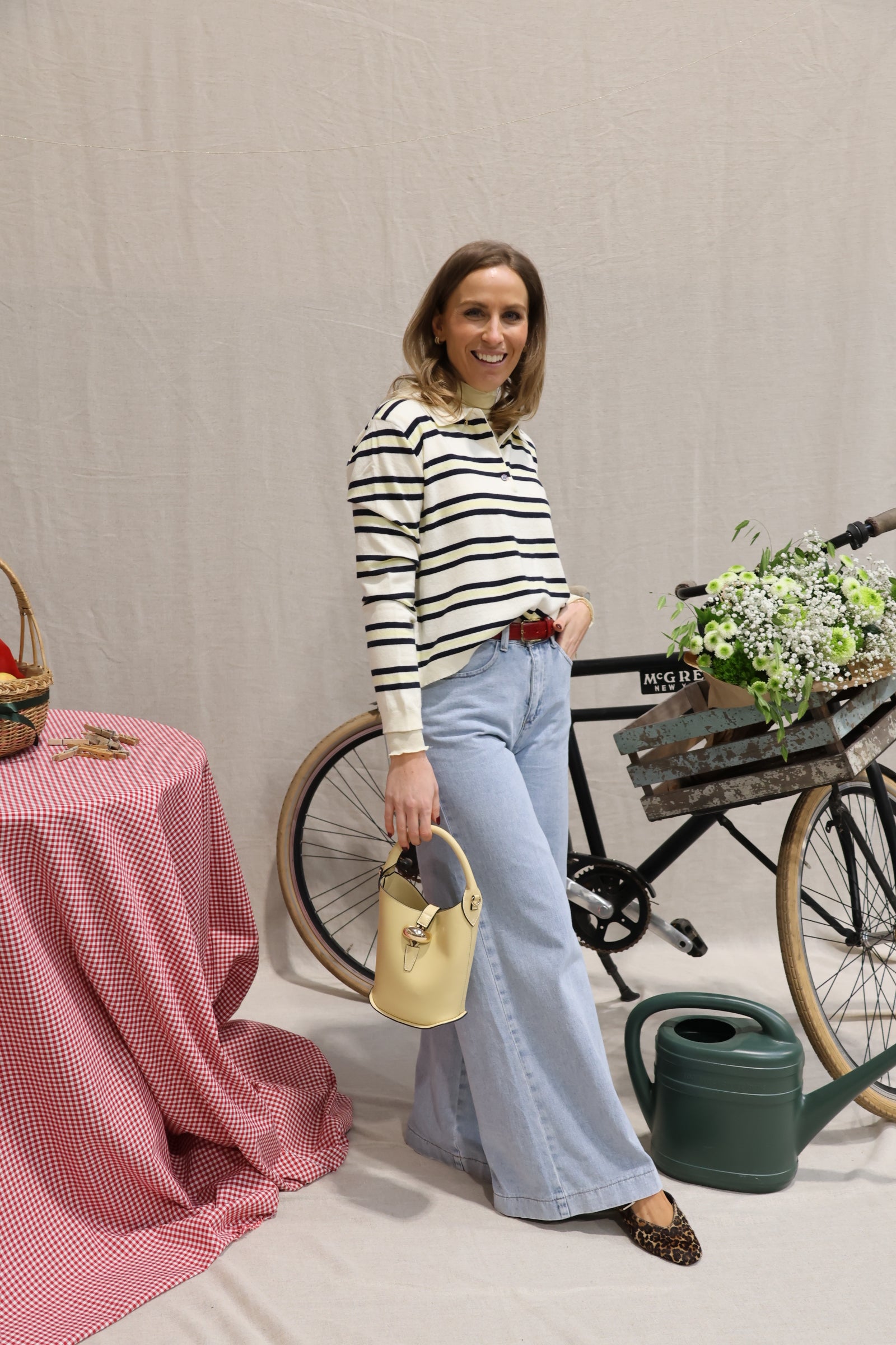 Ellen gestreepte polo geel/marine