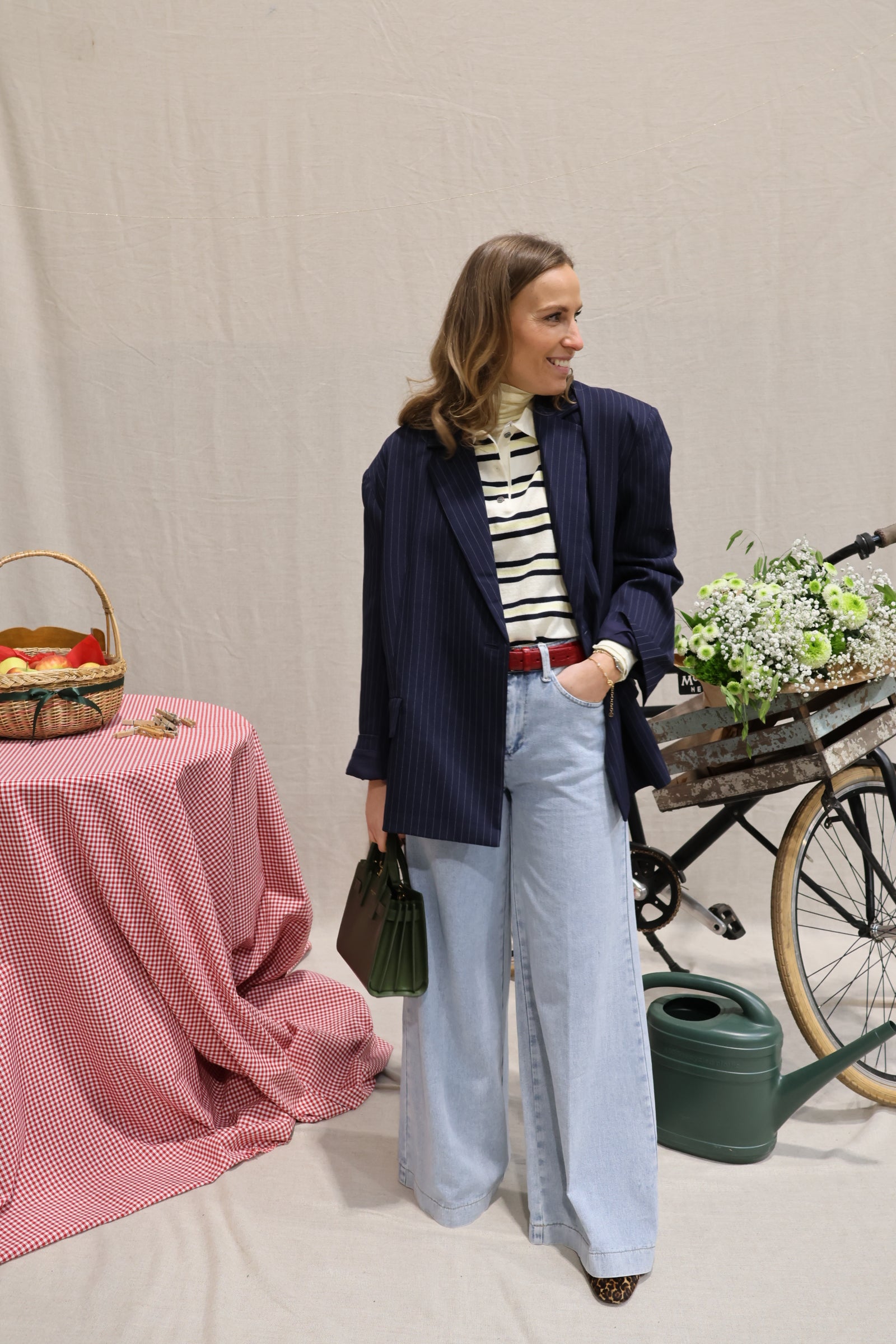 Ellen gestreepte polo geel/marine