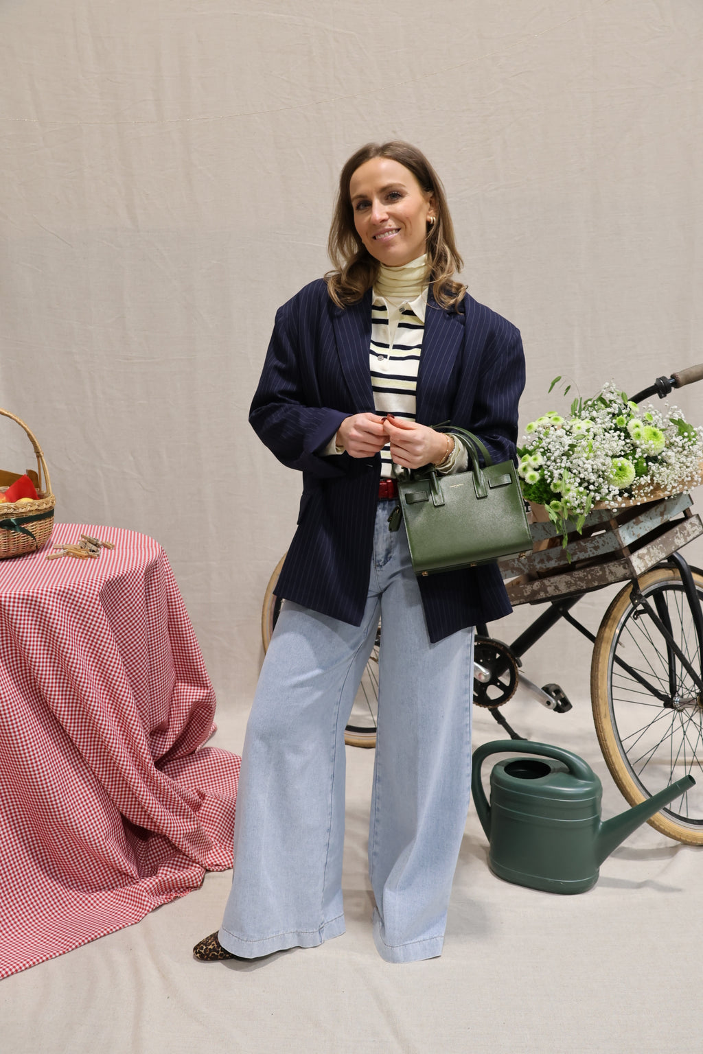 Ellen gestreepte polo geel/marine