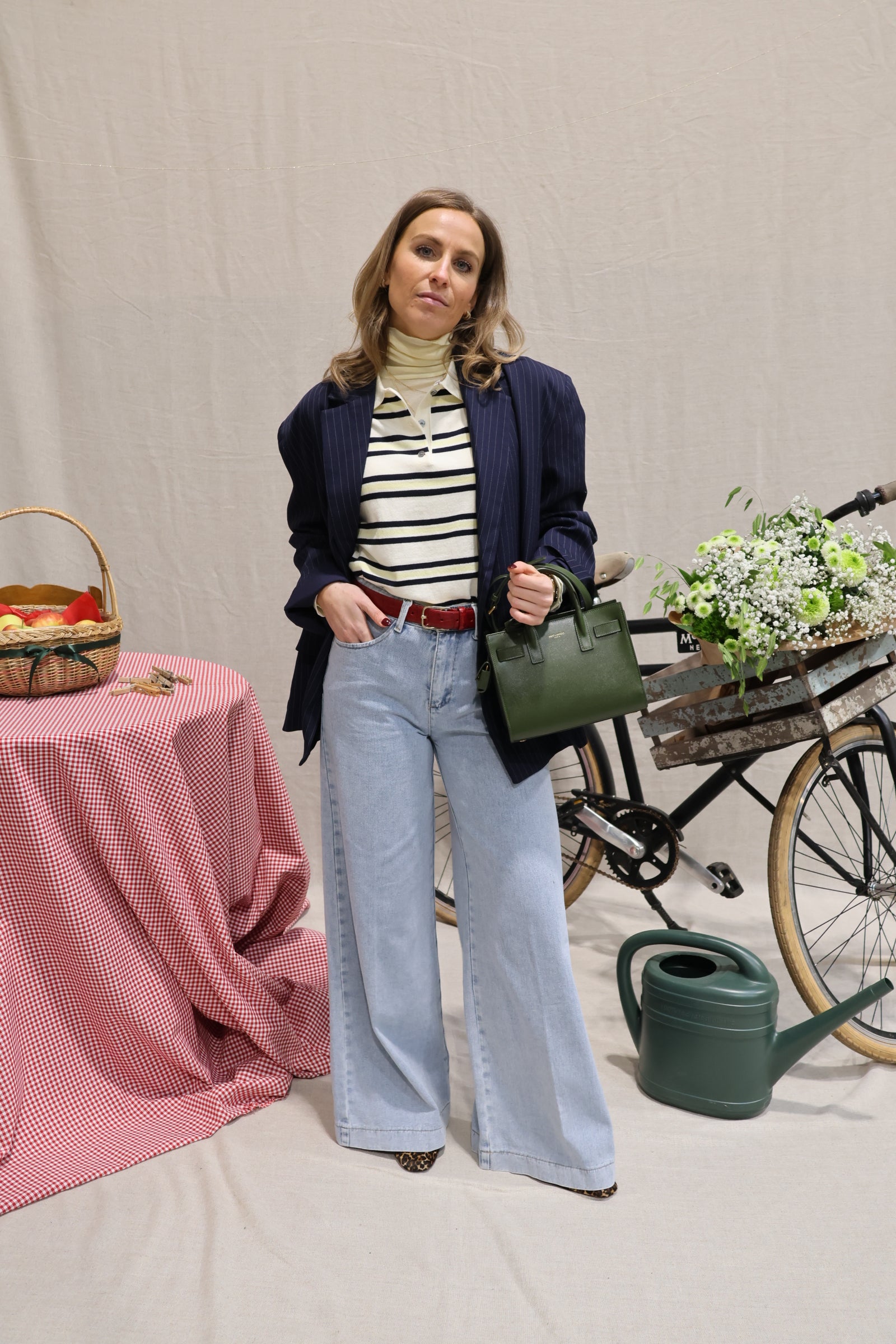 Ellen gestreepte polo geel/marine