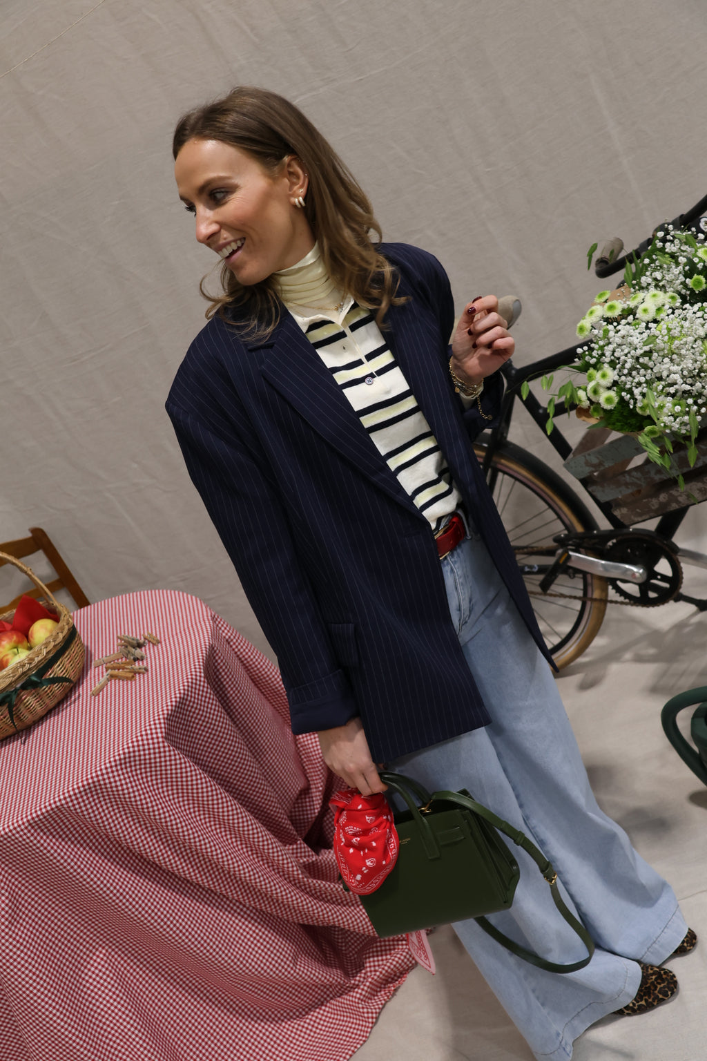 Ellen gestreepte polo geel/marine