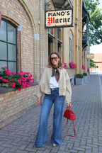 Ine wide leg jeans met plooidetail - long length