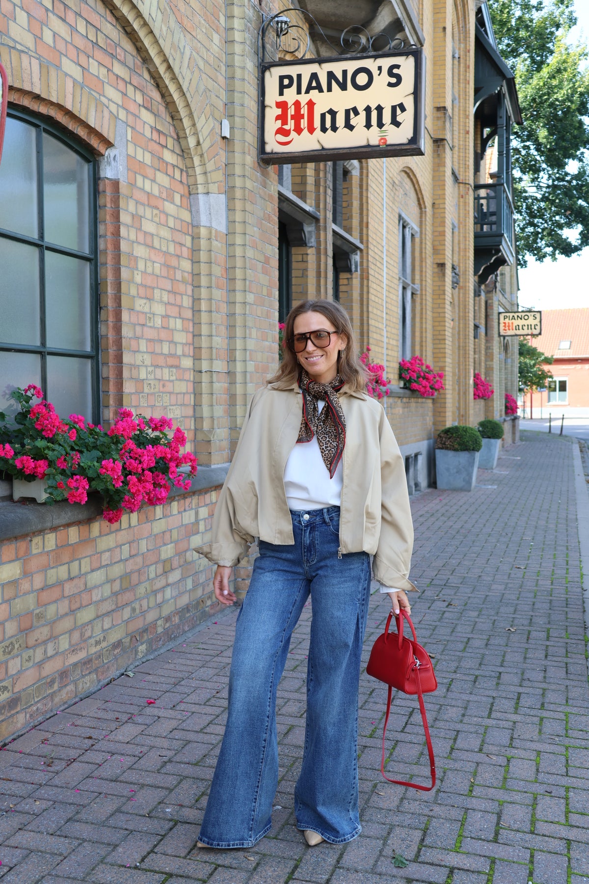 Ine wide leg jeans met plooidetail - long length