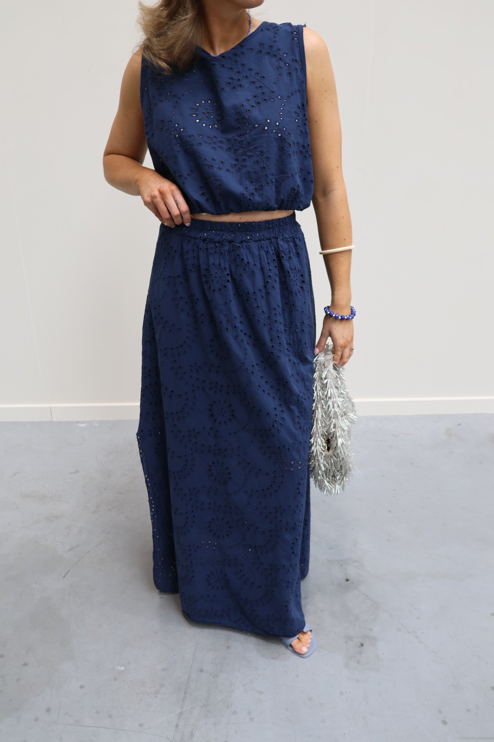 Olivia broderie set marine