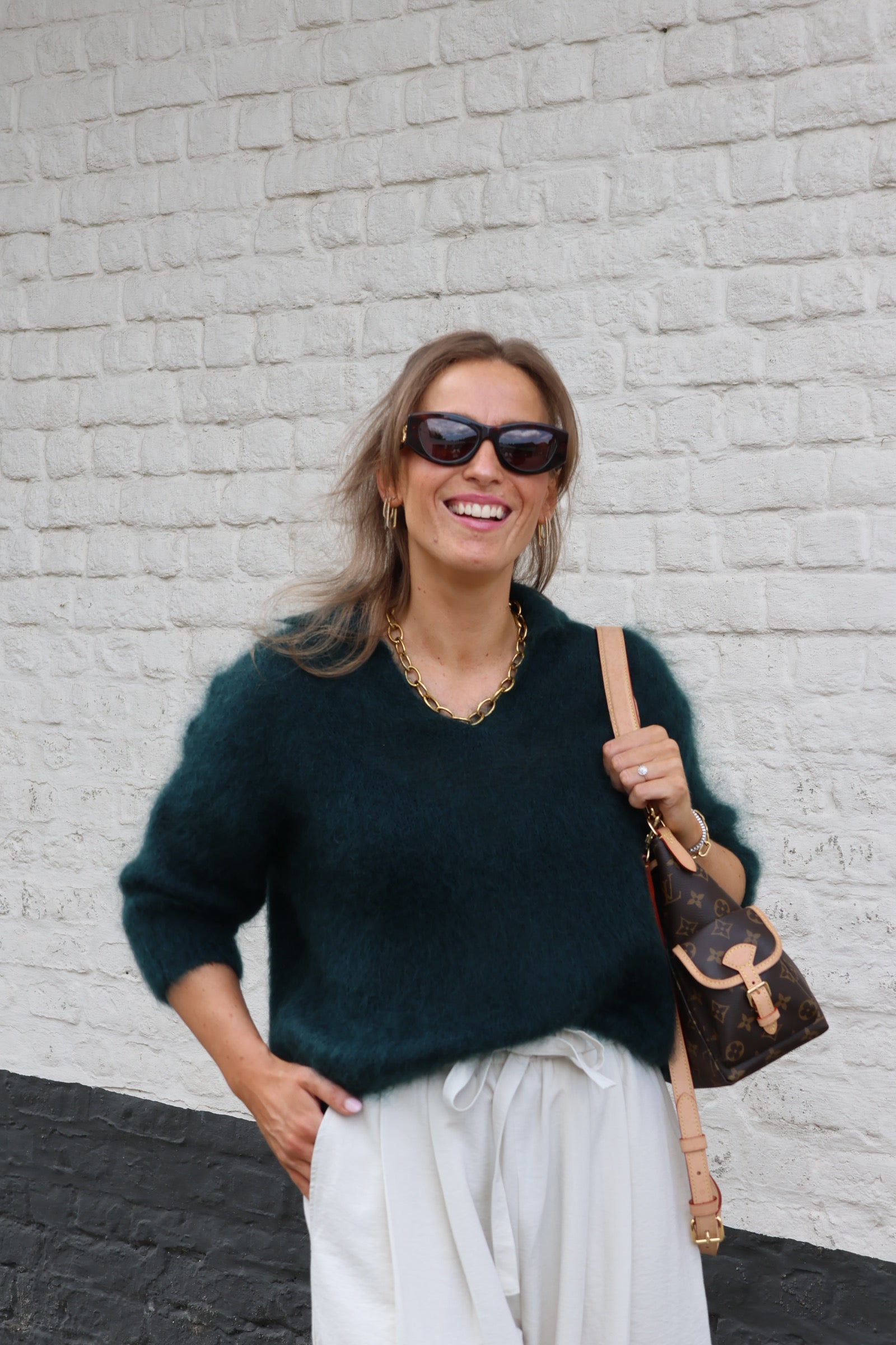 Leonce mohair polo donkergroen