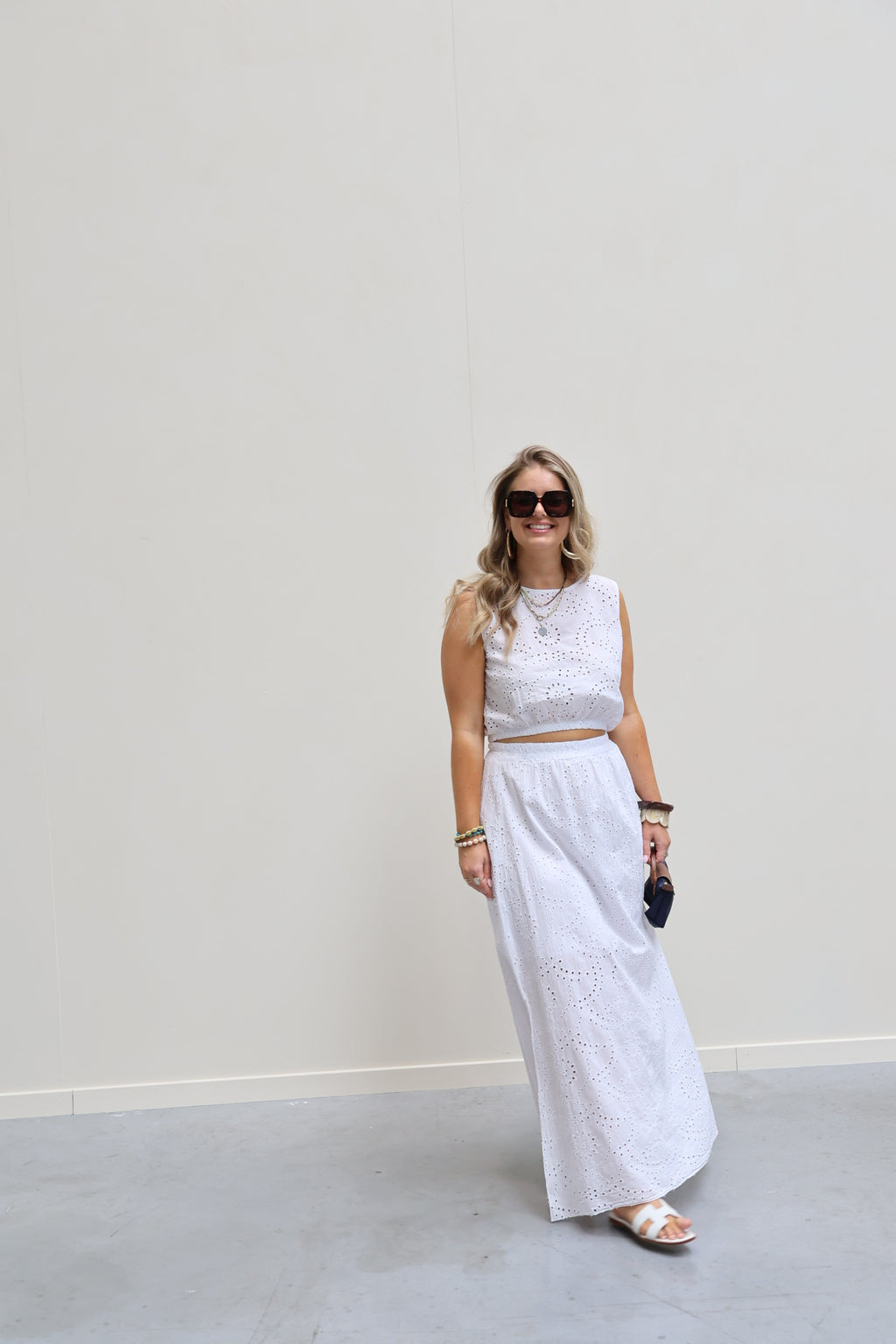 Olivia broderie set wit