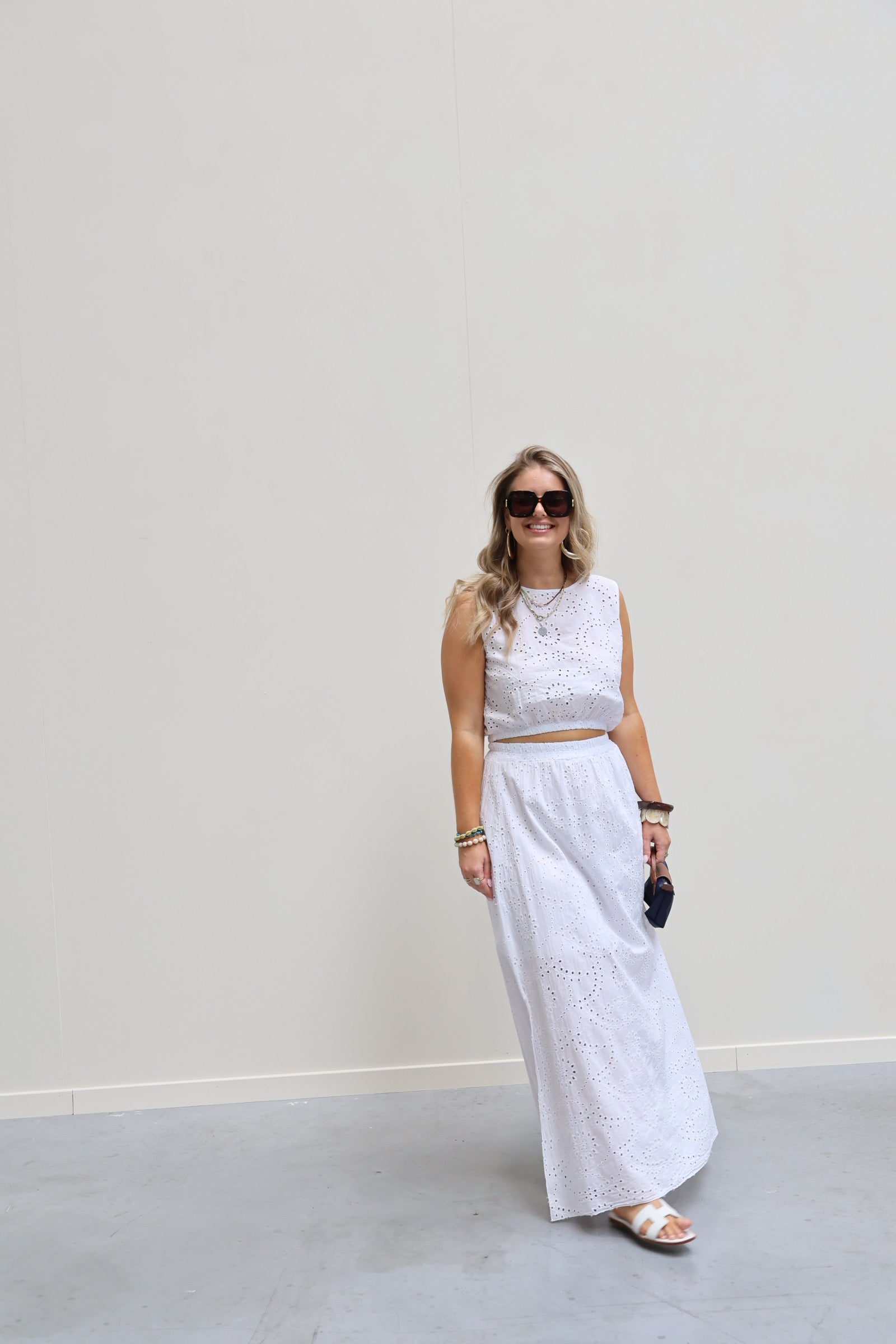 Olivia broderie set wit