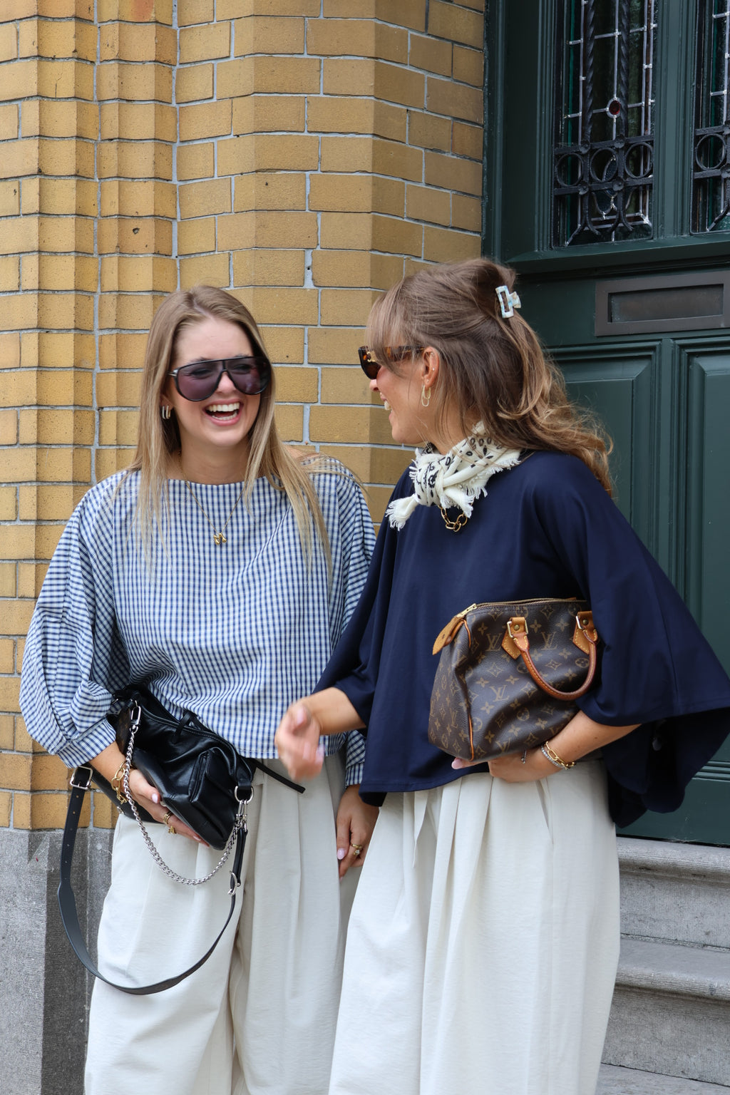 Lucy carreaux blouse blauw