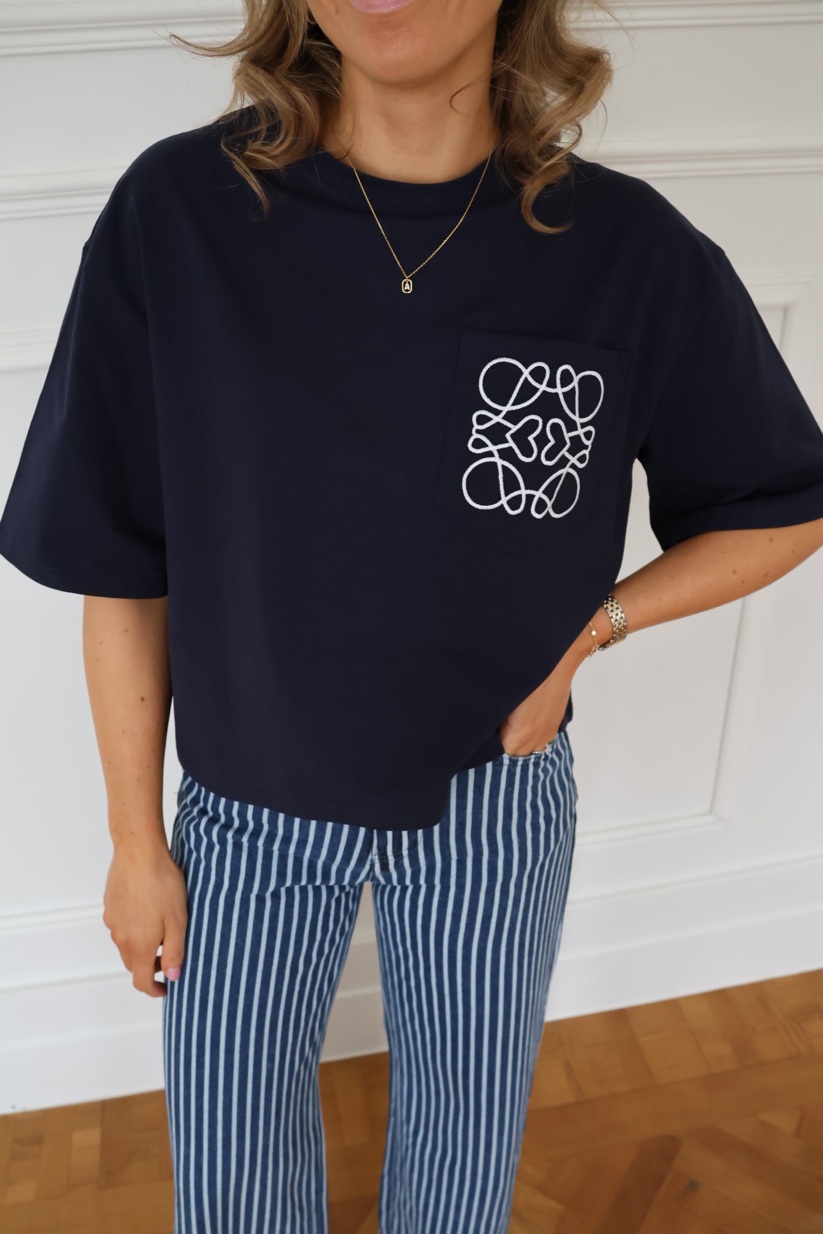 Nienke detail T-shirt marine