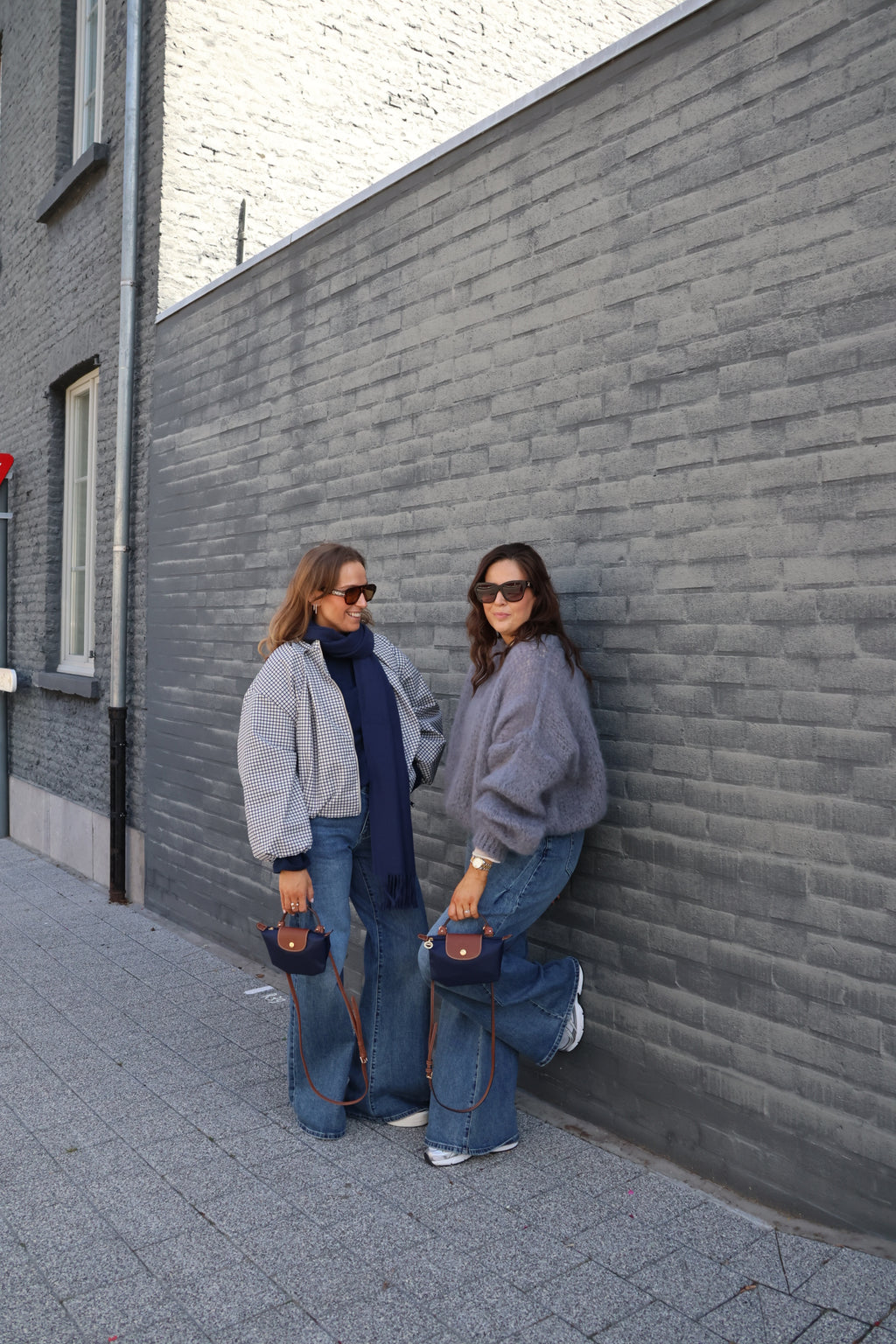 Ine wide leg jeans met plooidetail - long length