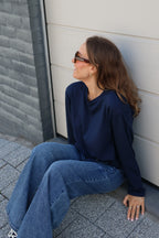 Ine wide leg jeans met plooidetail - long length