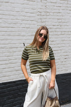 Mirthe gestreepte polo kaki