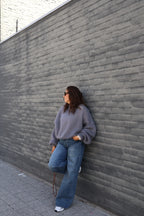 Ine wide leg jeans met plooidetail - long length