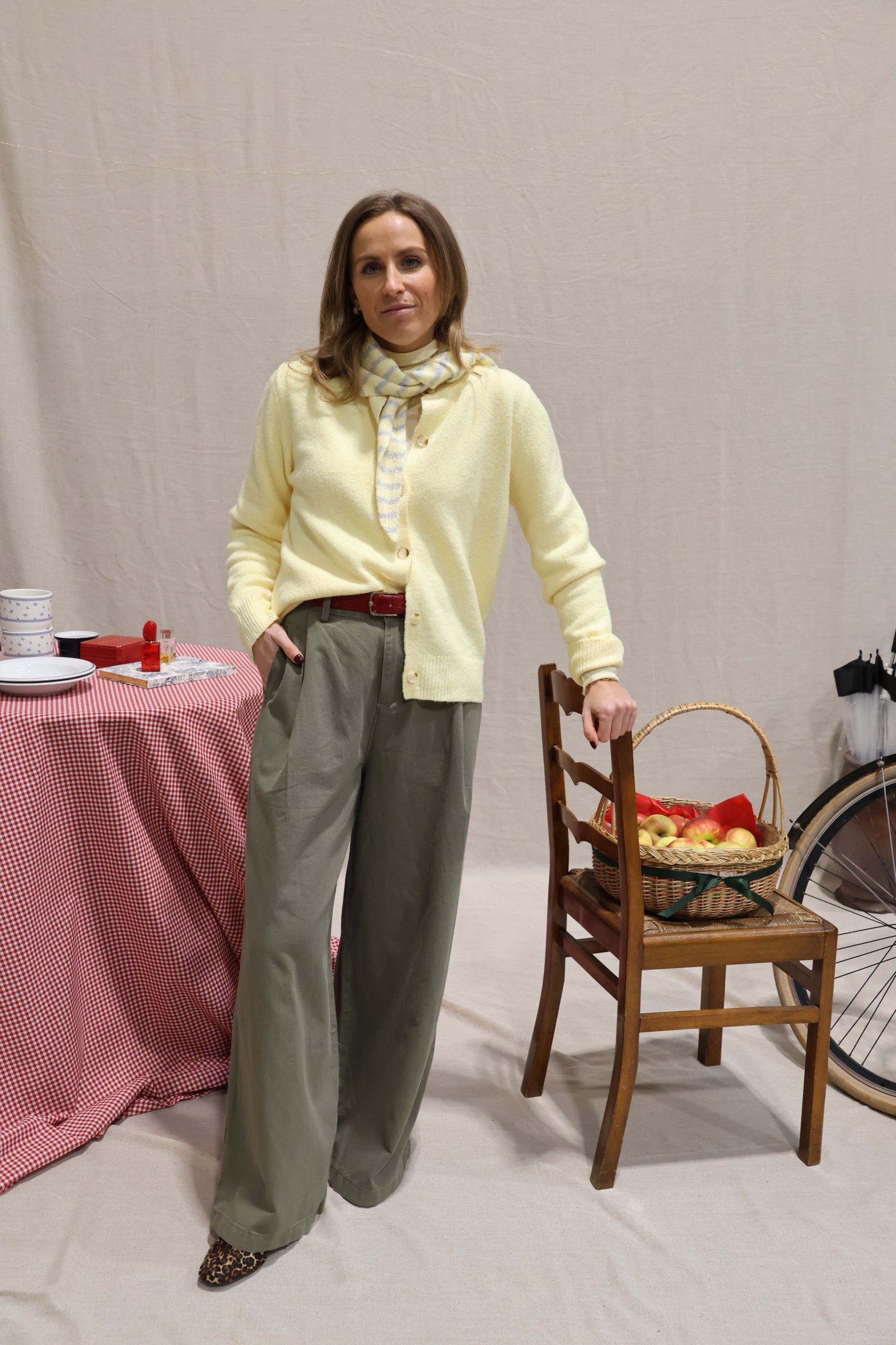 Kay cardigan with scarf soft yellow