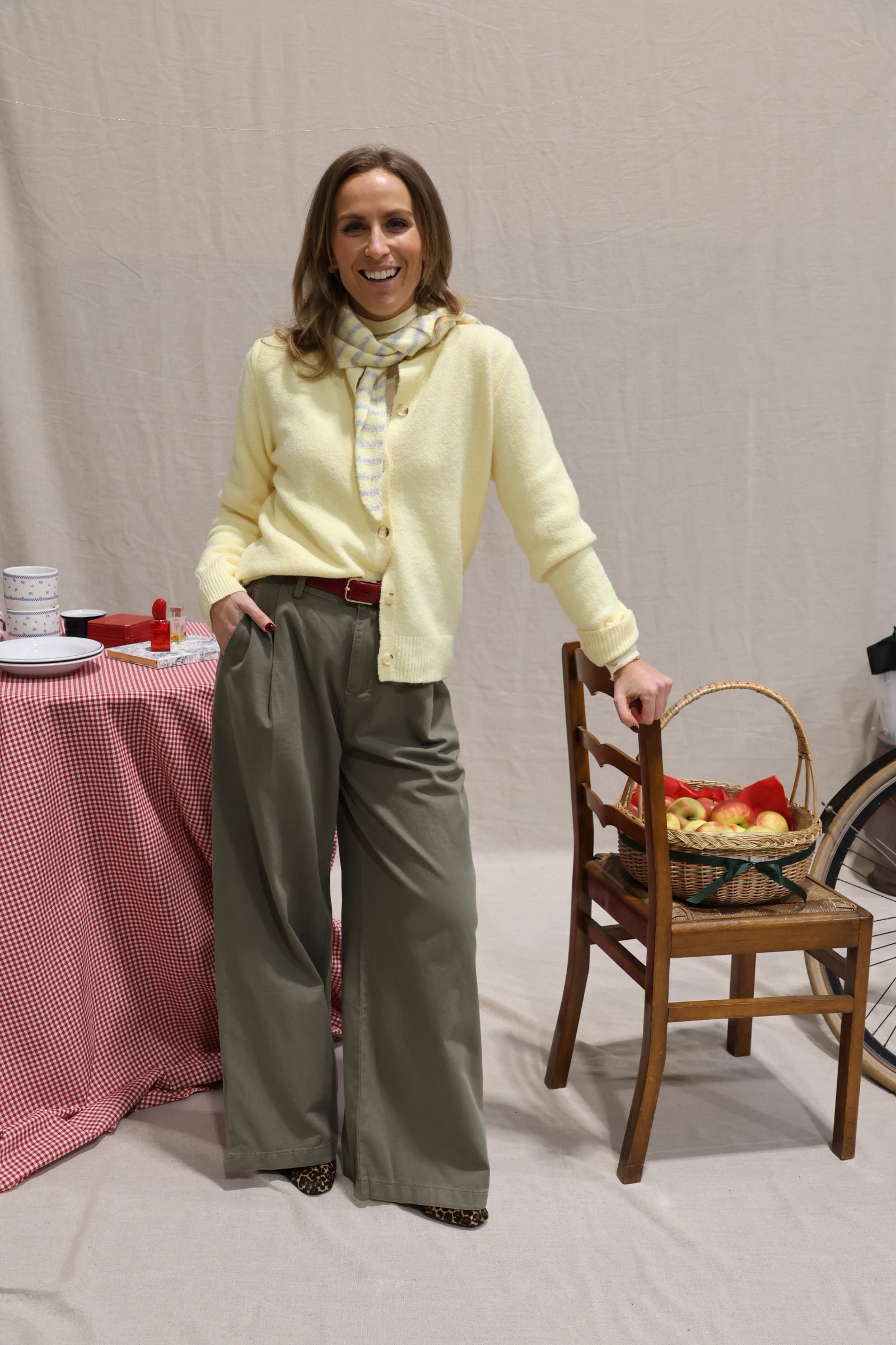 Kay cardigan with scarf soft yellow