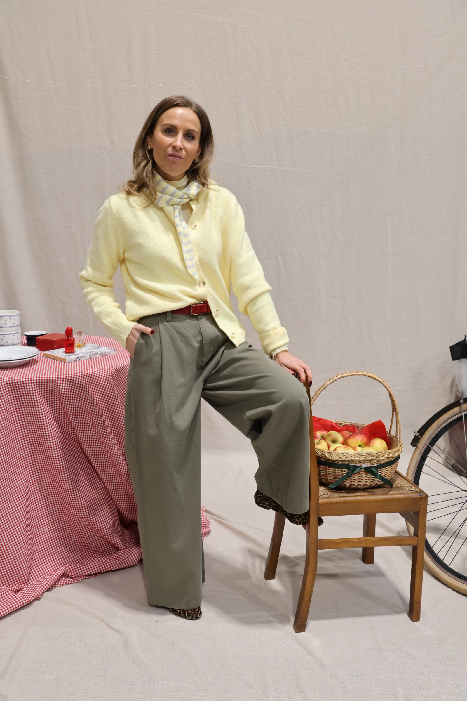 Kay cardigan with scarf soft yellow