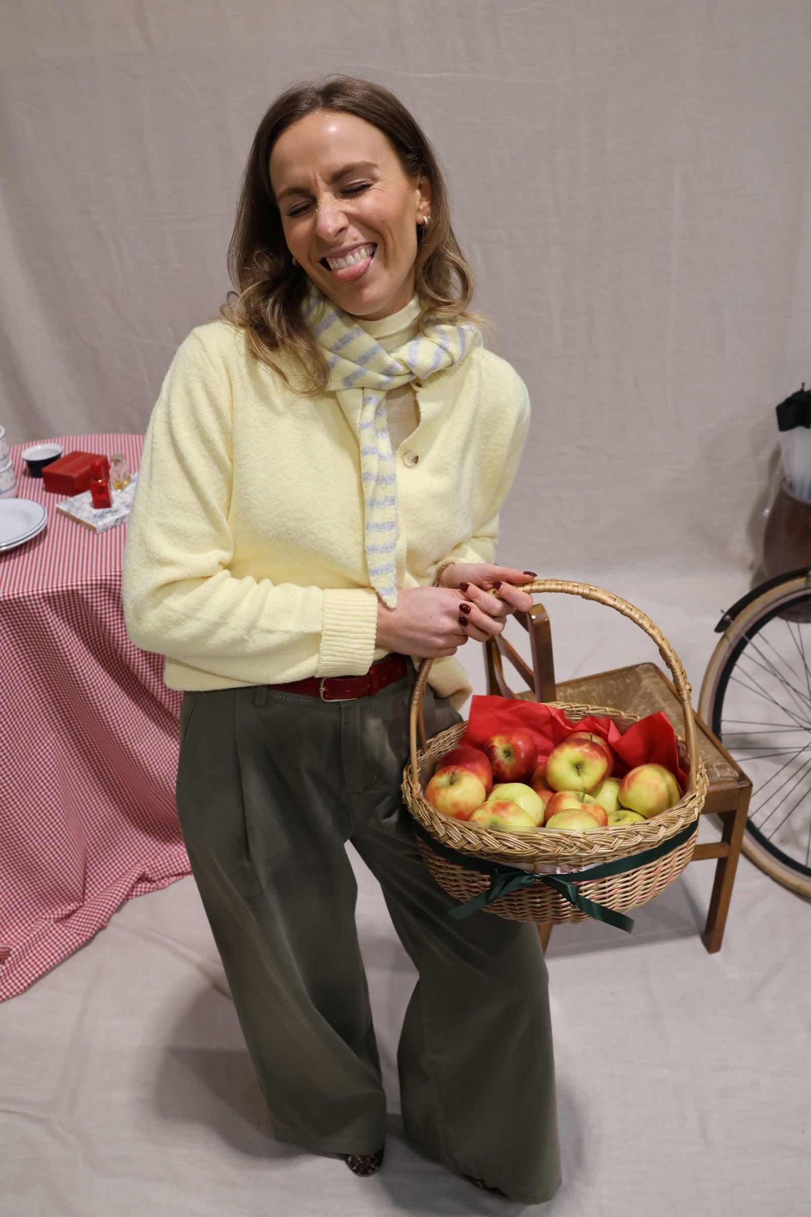Kay cardigan with scarf soft yellow