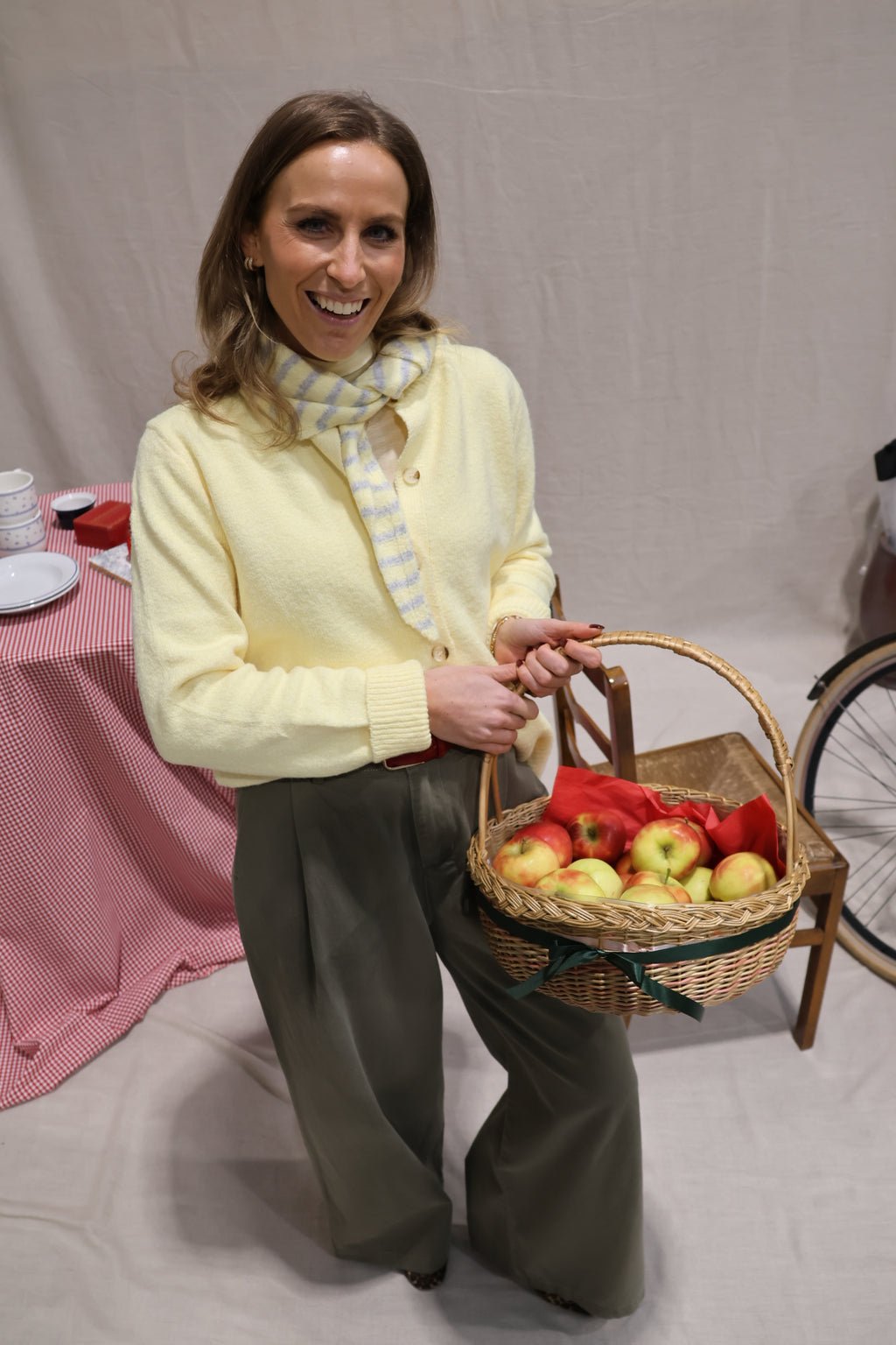 Kay cardigan with scarf soft yellow