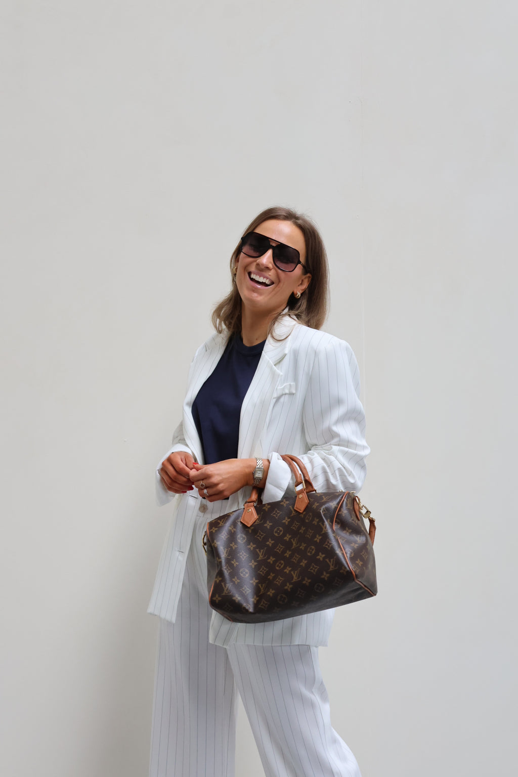 Céleste blazer wit met krijtstreep