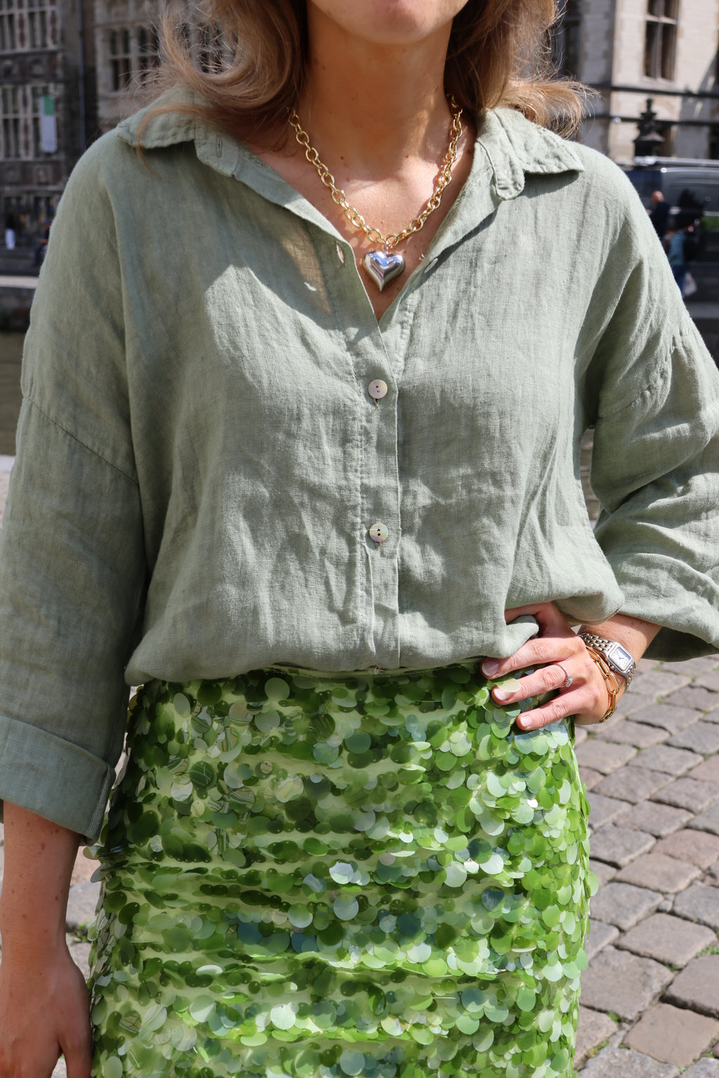 Iris linnen hemd kaki