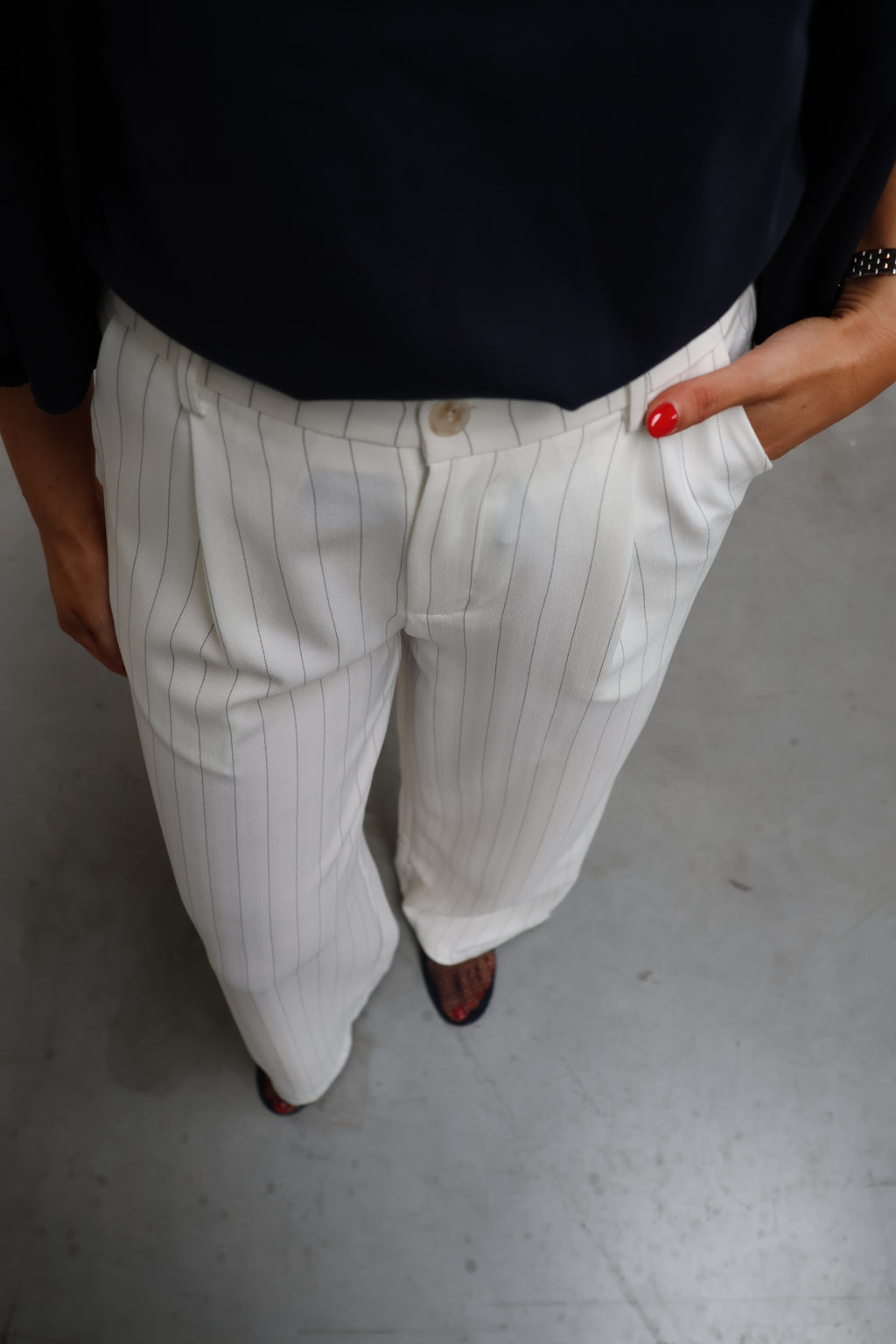 Céleste pantalon wit met krijtstreep