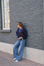 Ine wide leg jeans met plooidetail - long length