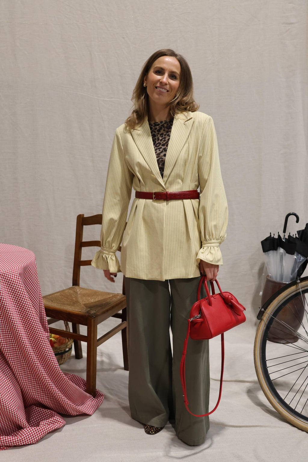 Elsa striped blazer yellow