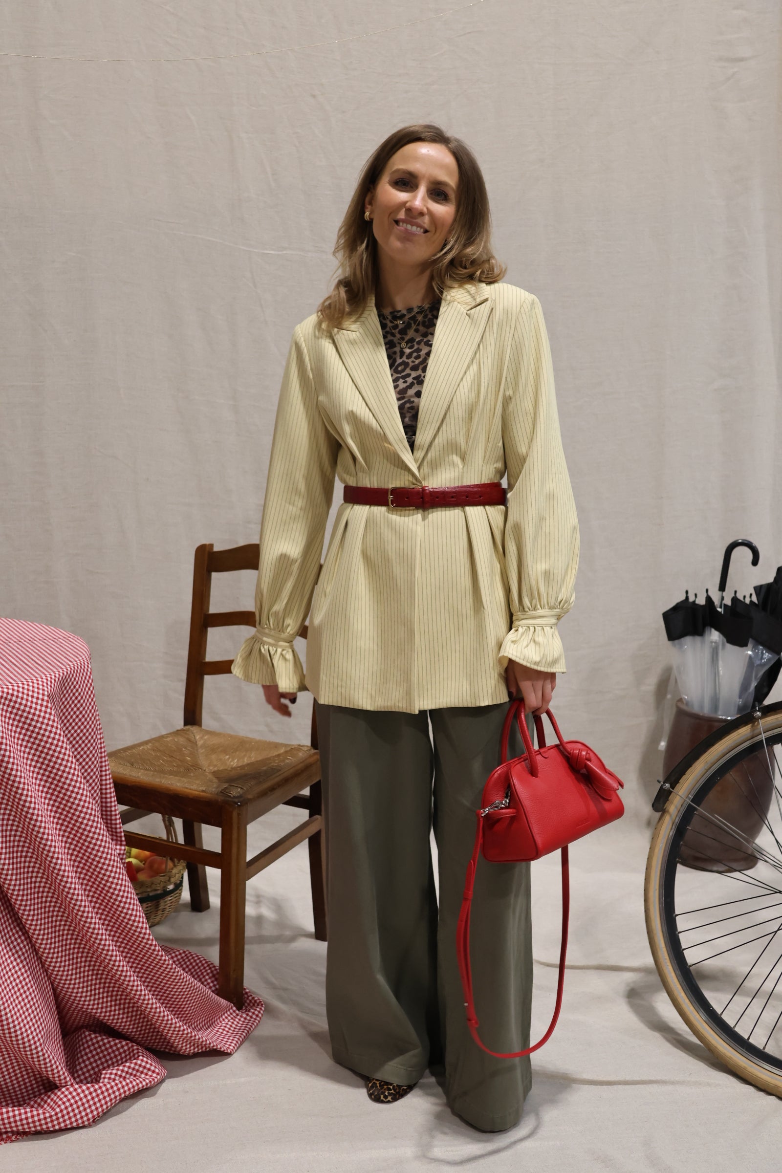 Elsa striped blazer yellow