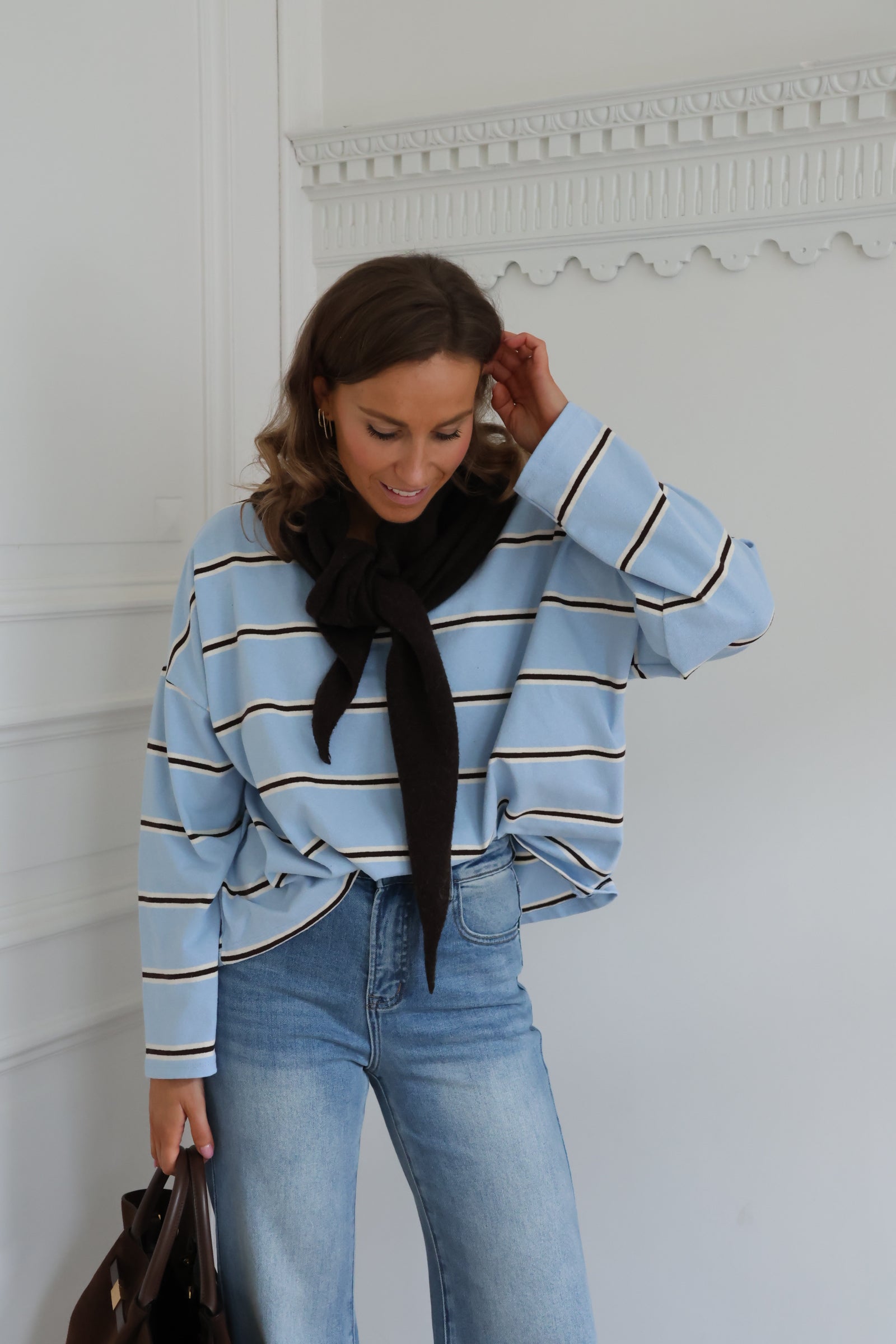 Bonnie gestreepte longsleeve blauw
