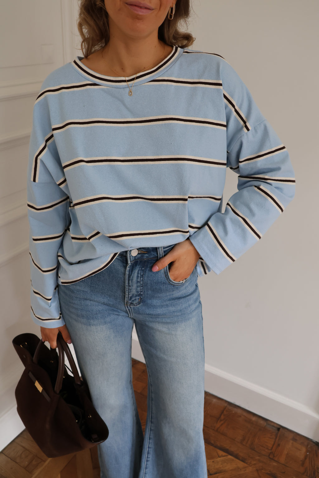 Bonnie gestreepte longsleeve blauw