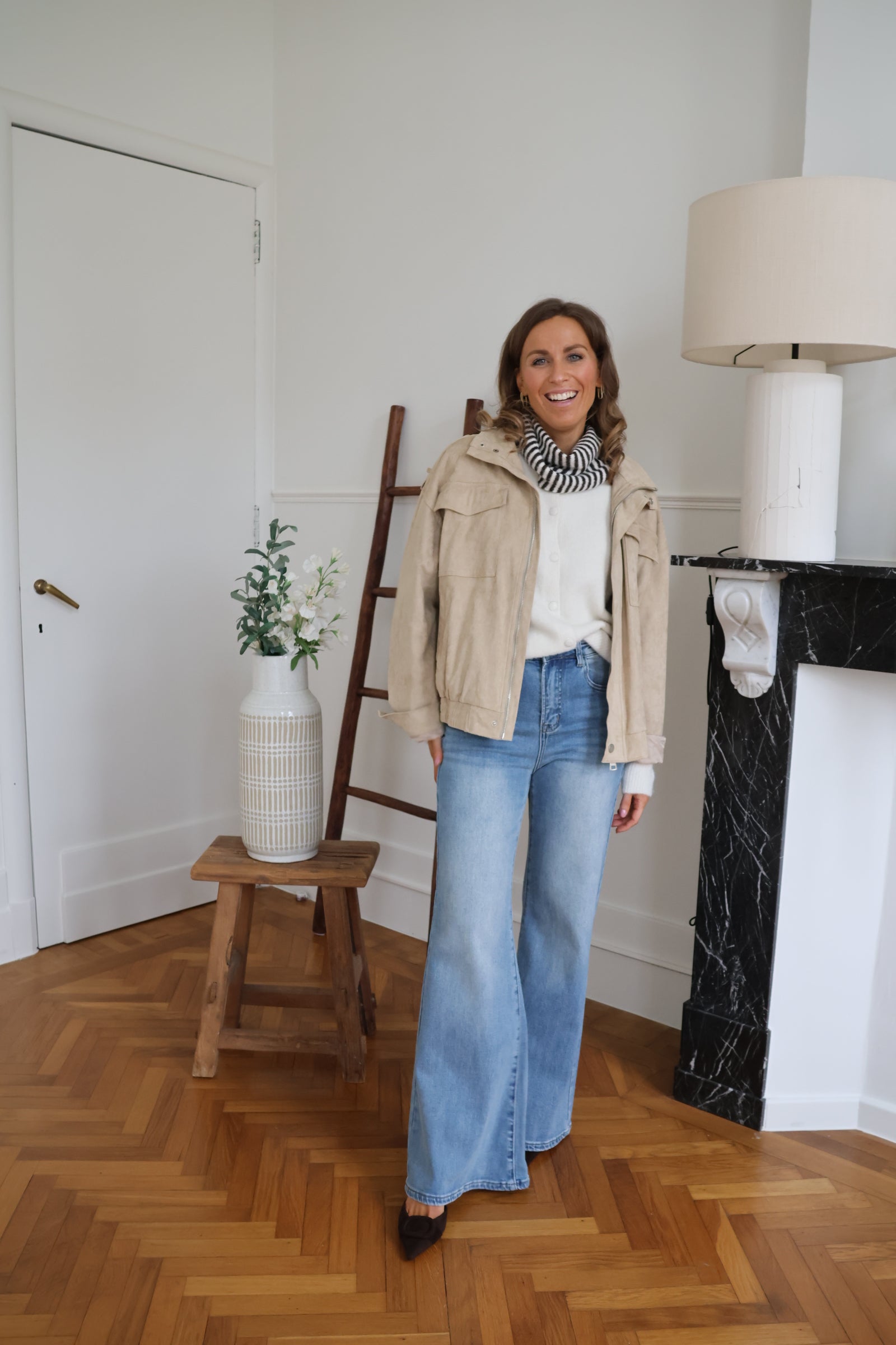 Maren ecru knit with scarf