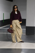 Lizzy balloon broek met plooidetail beige