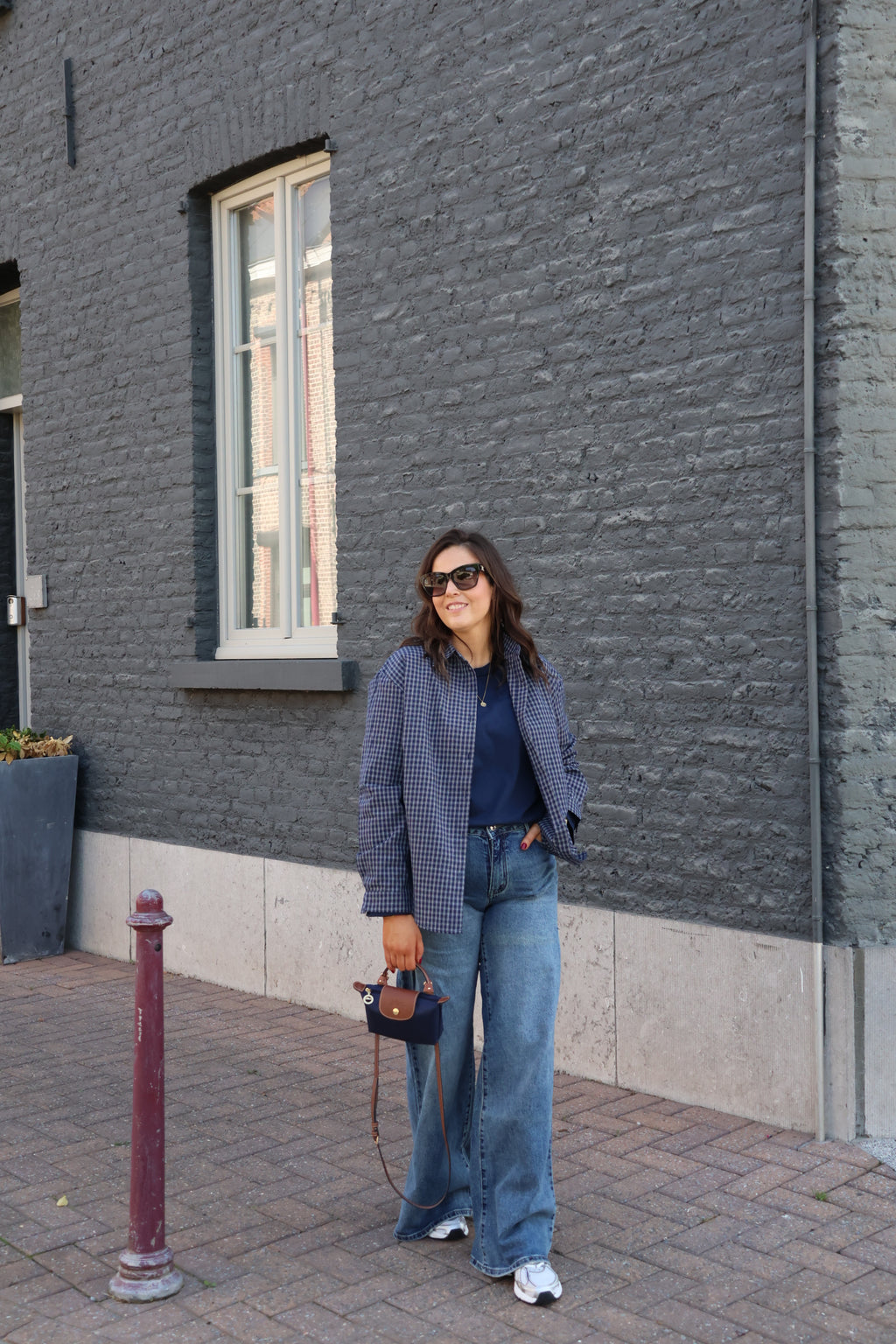 Roxanne geruit hemd marine