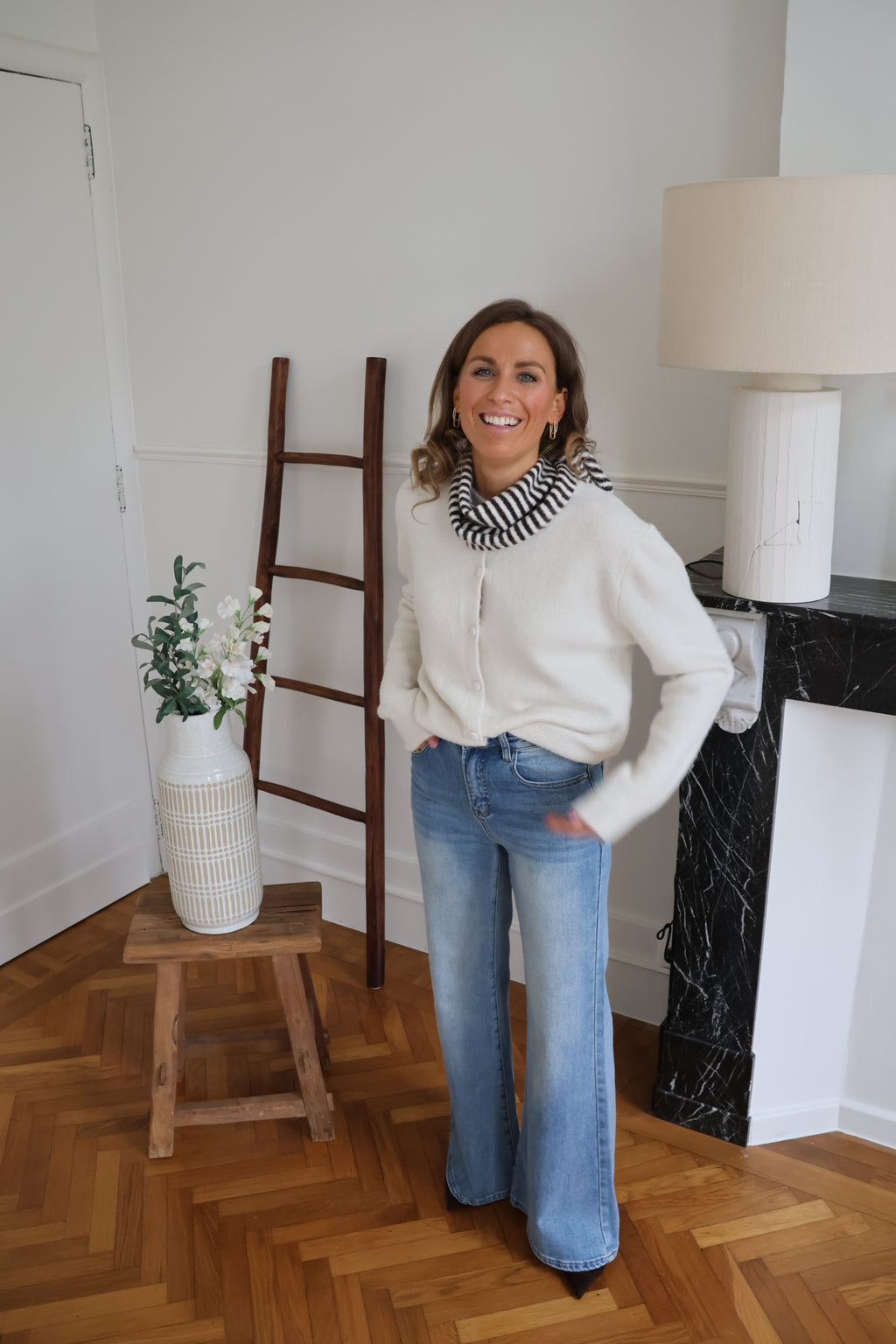 Maren ecru knit with scarf