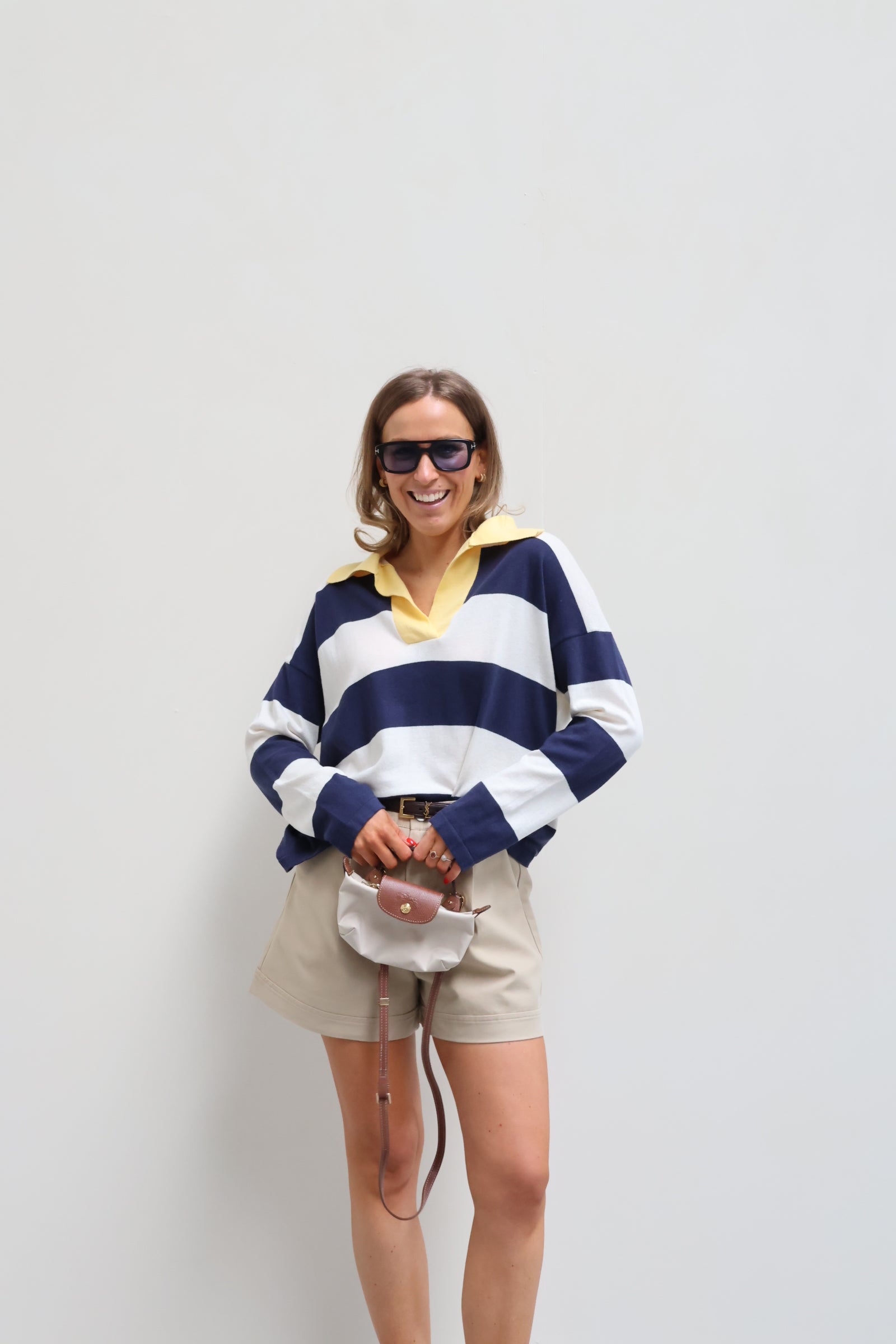 Océane gestreepte polo marine/geel