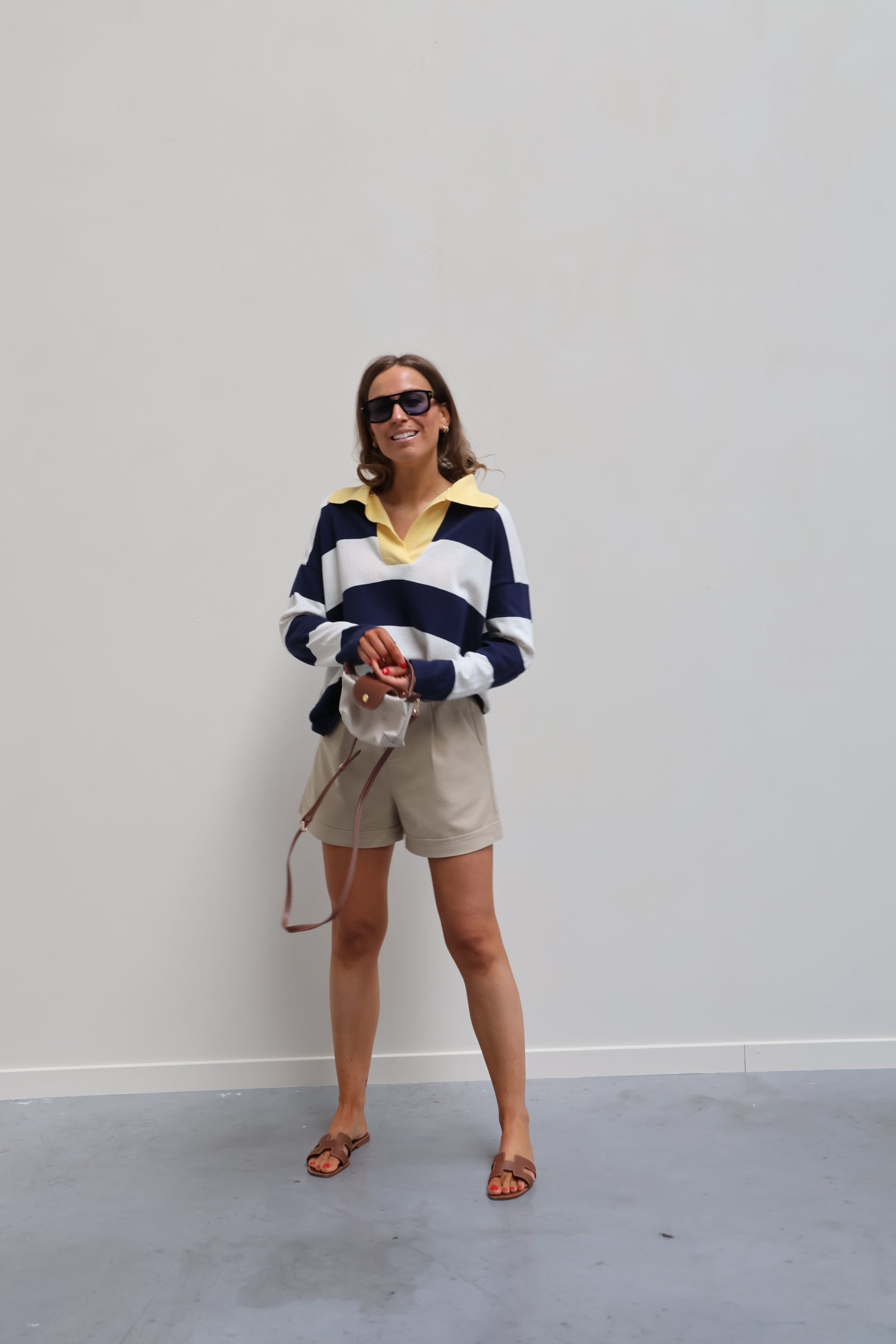 Océane gestreepte polo marine/geel