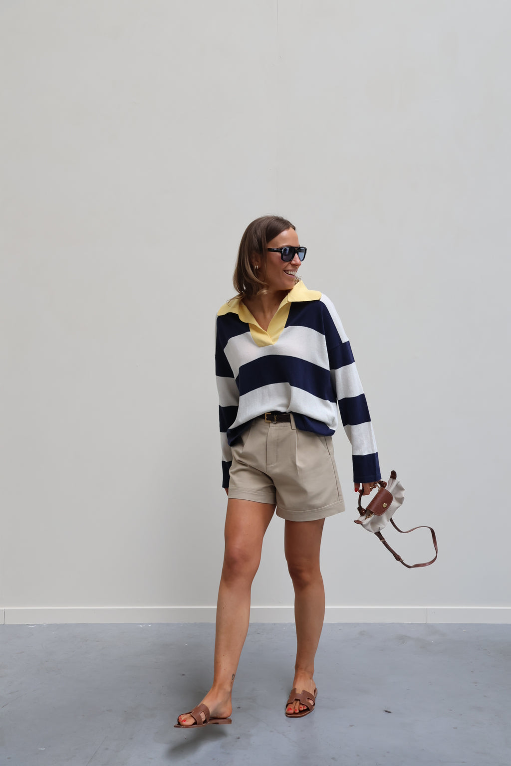 Océane gestreepte polo marine/geel