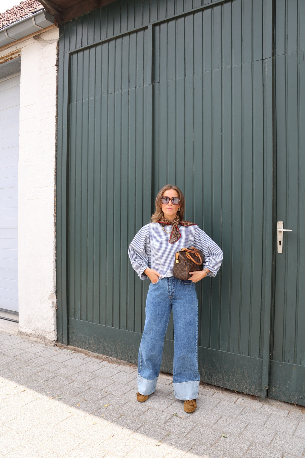 Lucy carreaux blouse blauw