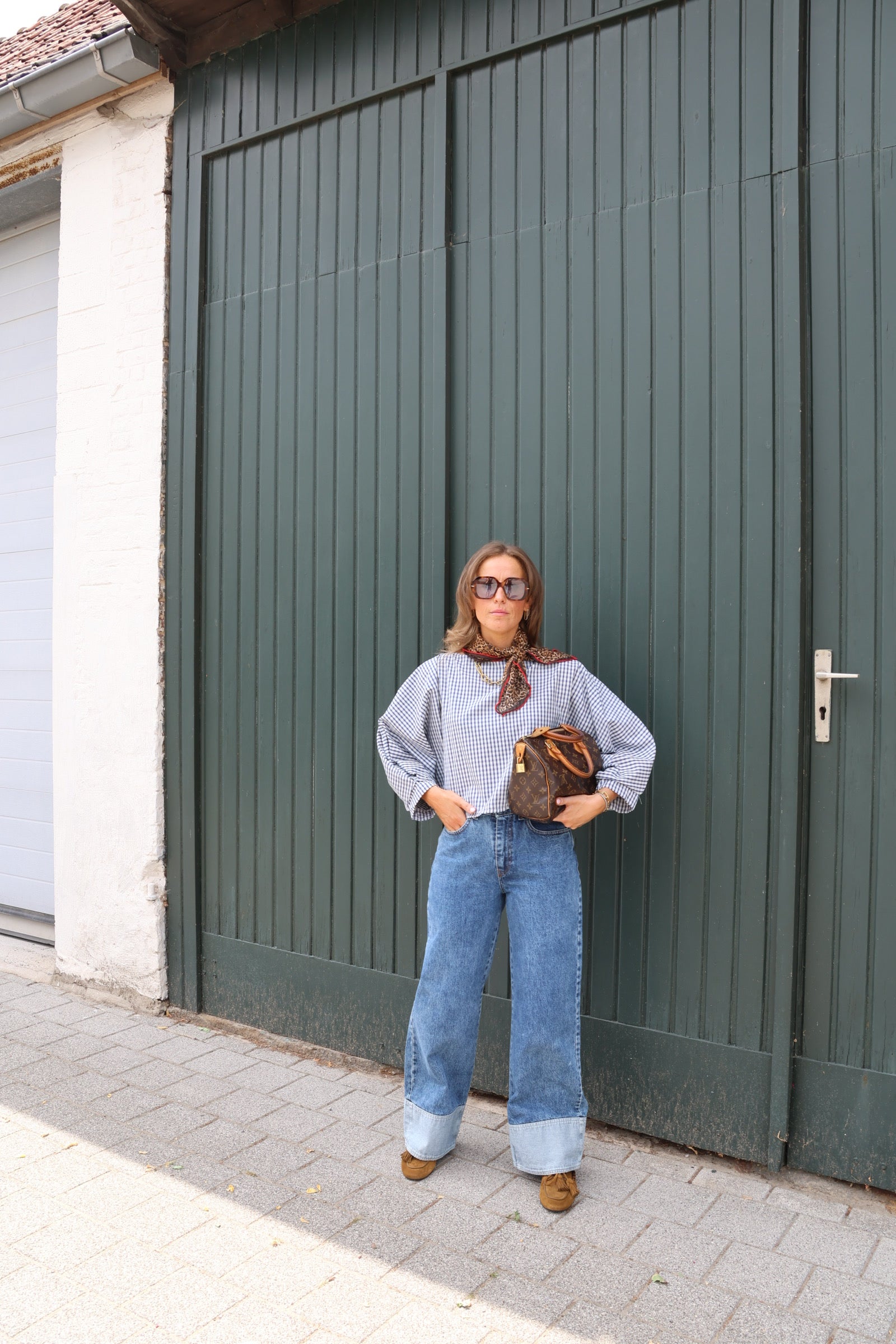 Lucy carreaux blouse blauw