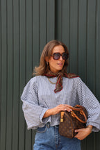 Lucy carreaux blouse blauw