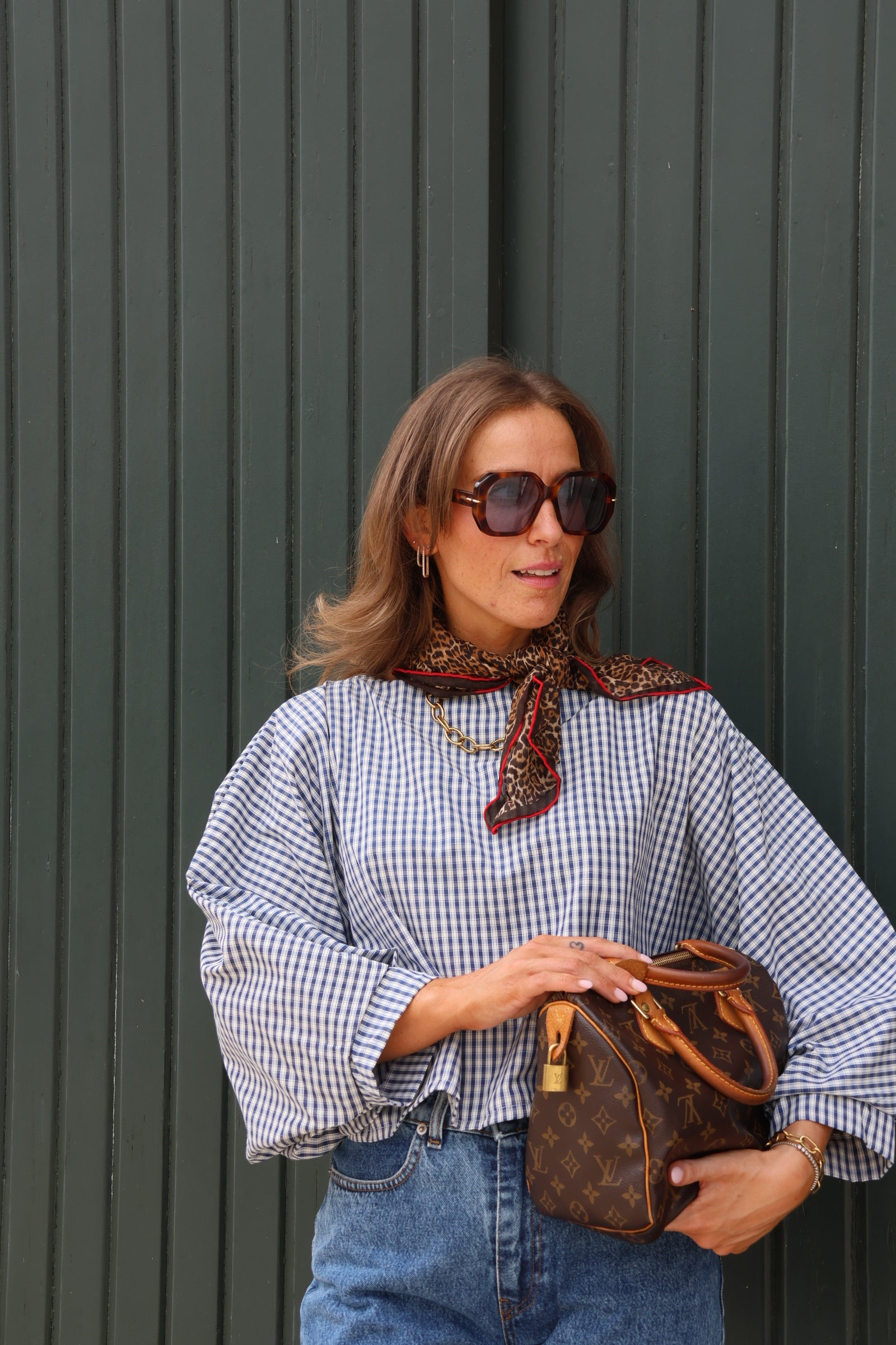 Lucy carreaux blouse blauw