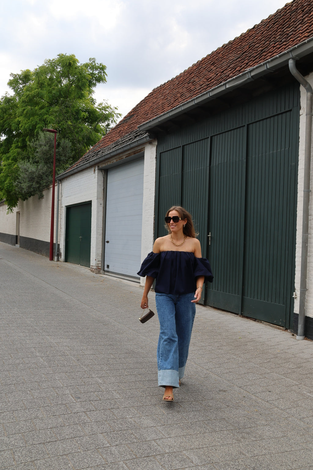Lea off shoulder blouse marine