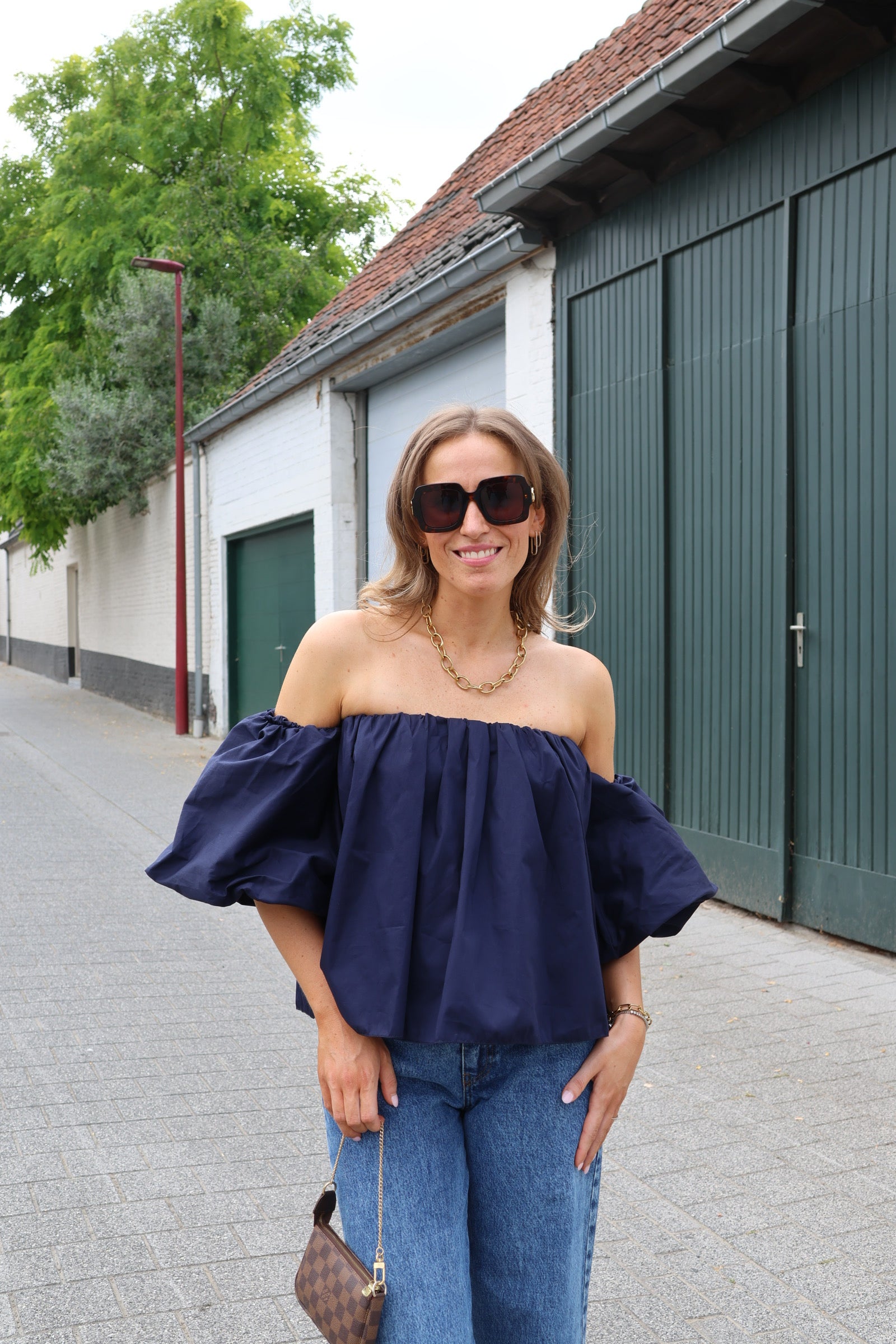 Lea off shoulder blouse marine