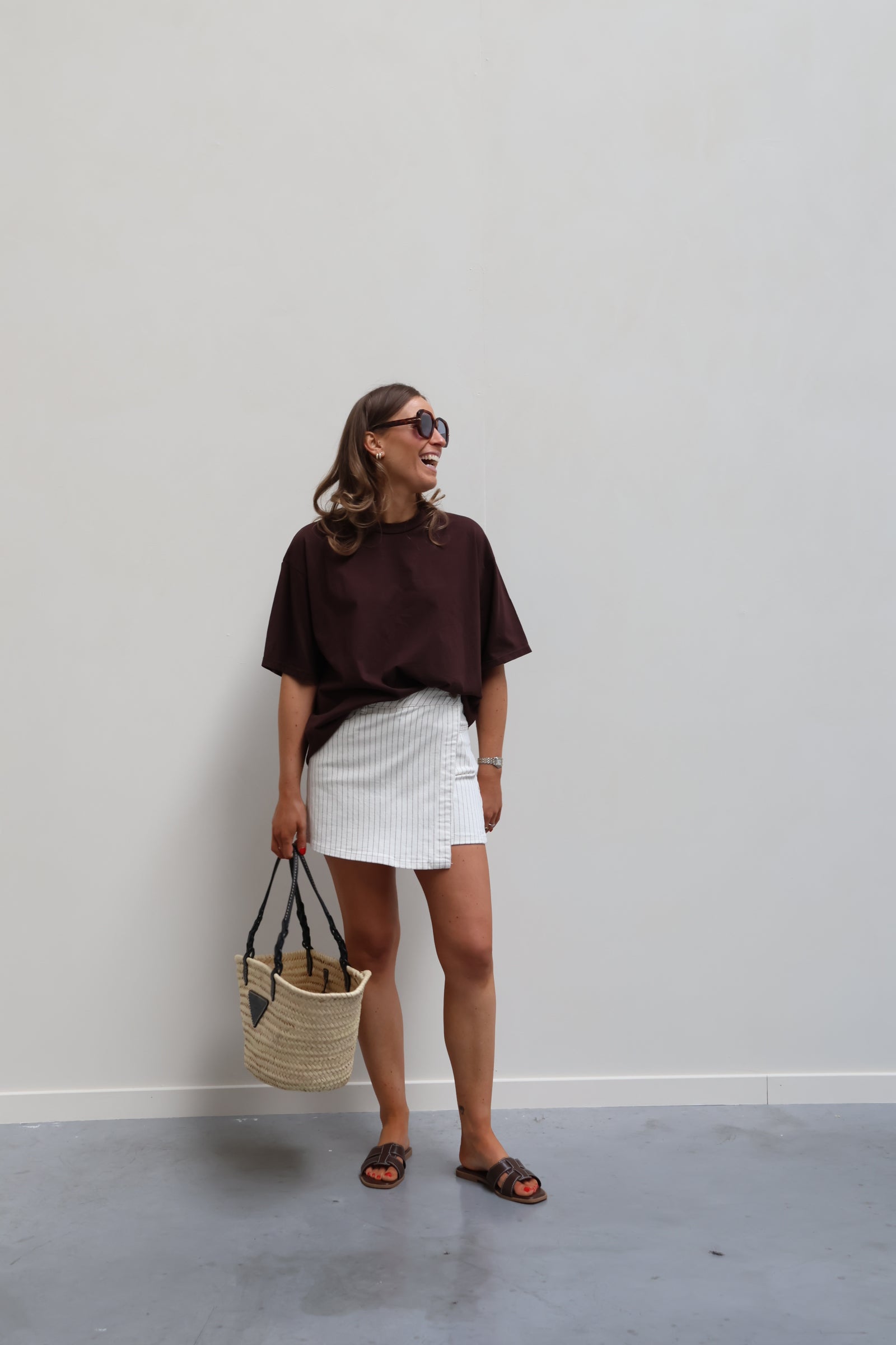 Boxy T-shirt bruin