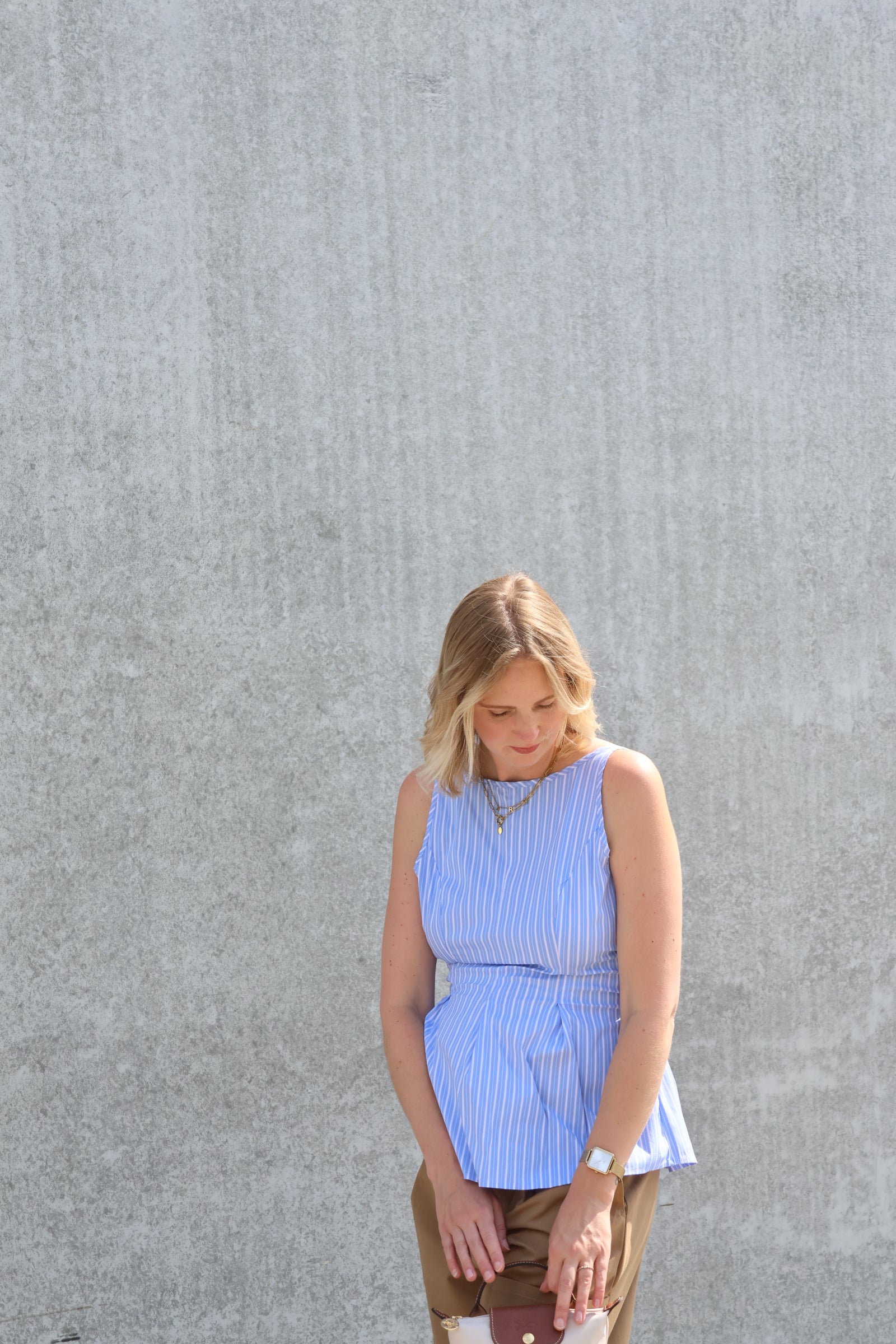 Emilia gestreepte top met open rug blauw/wit