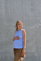 Emilia gestreepte top met open rug blauw/wit
